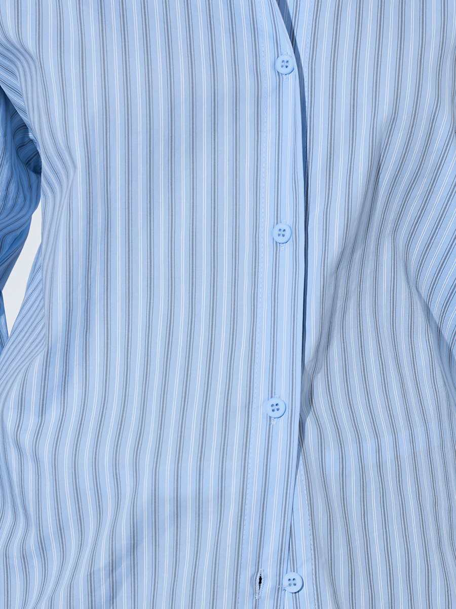 Blue Striped Longline Oversized Shirt