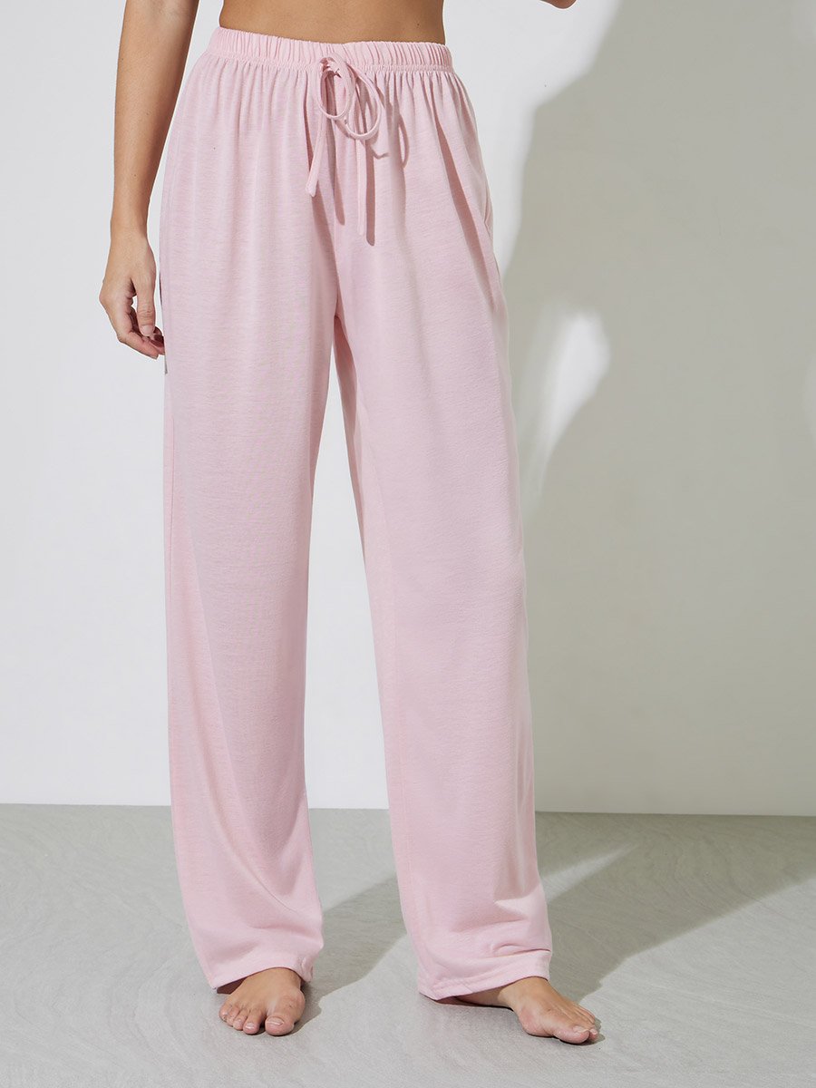 Bow Ruffle Pocket Geo Lace T-Shirt and Straight Leg Pyjama Set