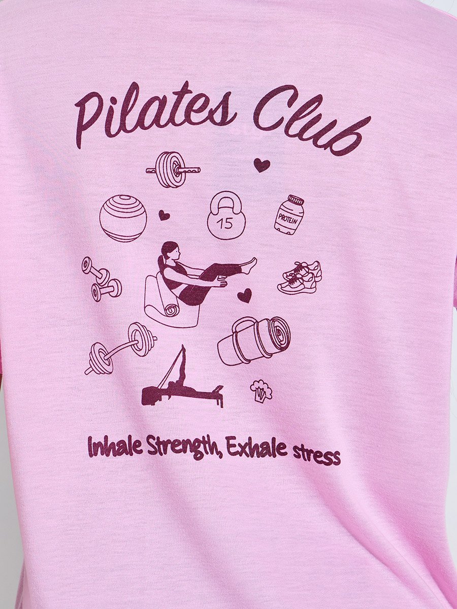 Pink Graphic Print T-Shirt and Grey Solid Straight Leg Pants Pyjama Set