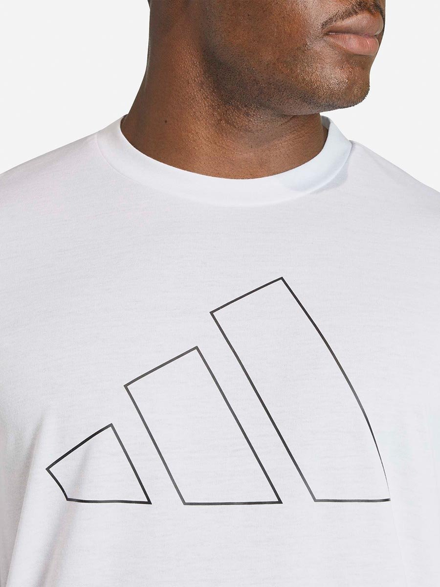 Men White Logo Print T-Shirt