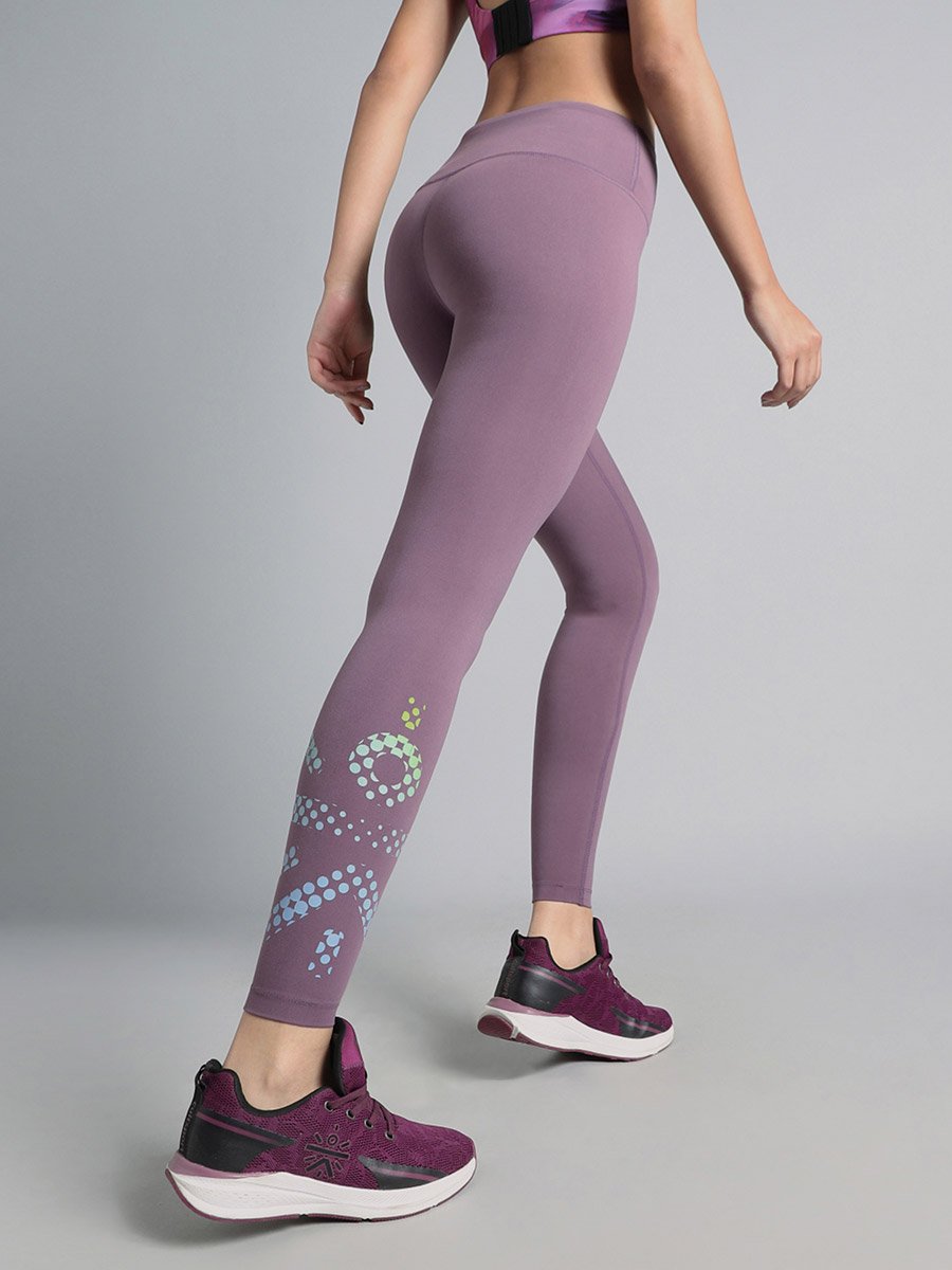 Purple Absolute Fit Tights with Logo Print and Back Pocket