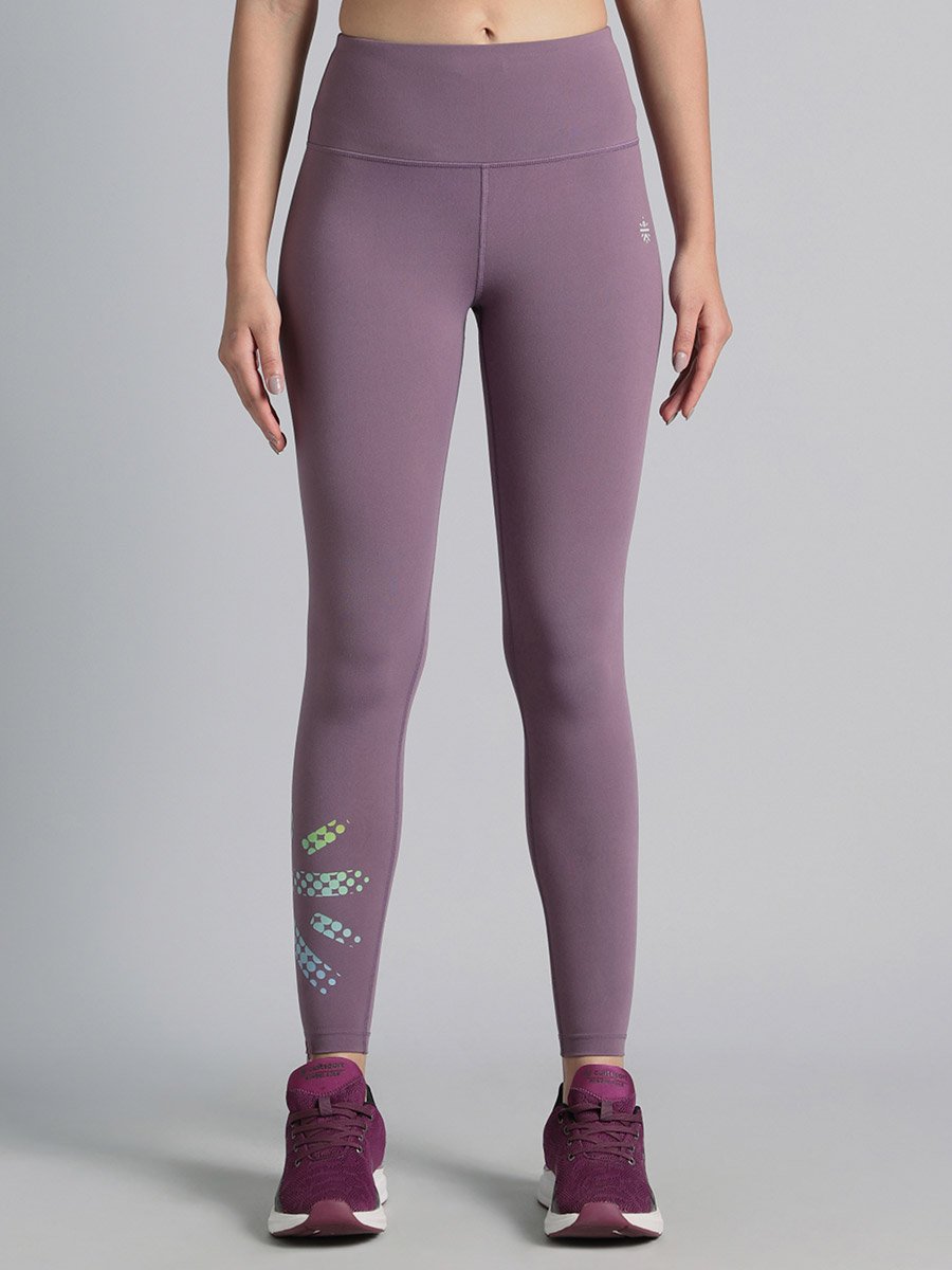 Purple Absolute Fit Tights with Logo Print and Back Pocket