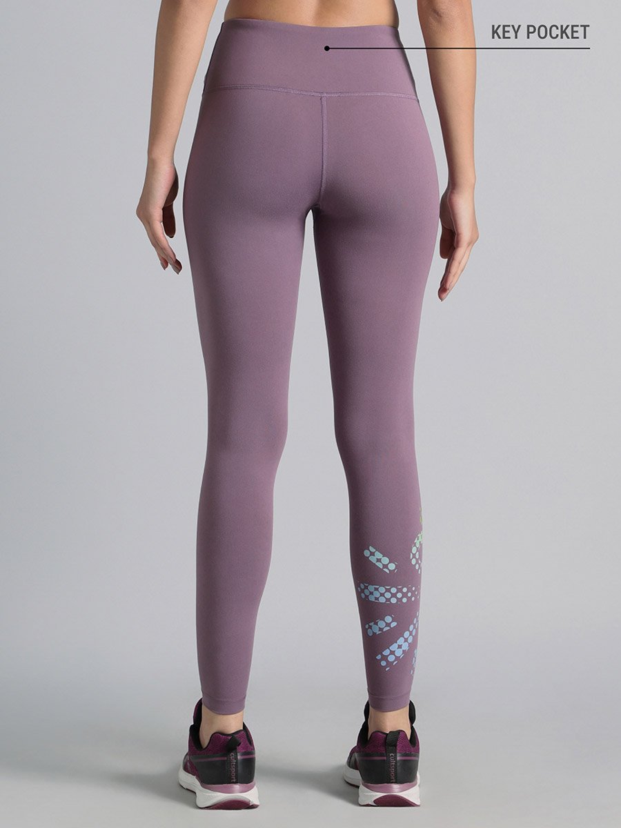 Purple Absolute Fit Tights with Logo Print and Back Pocket
