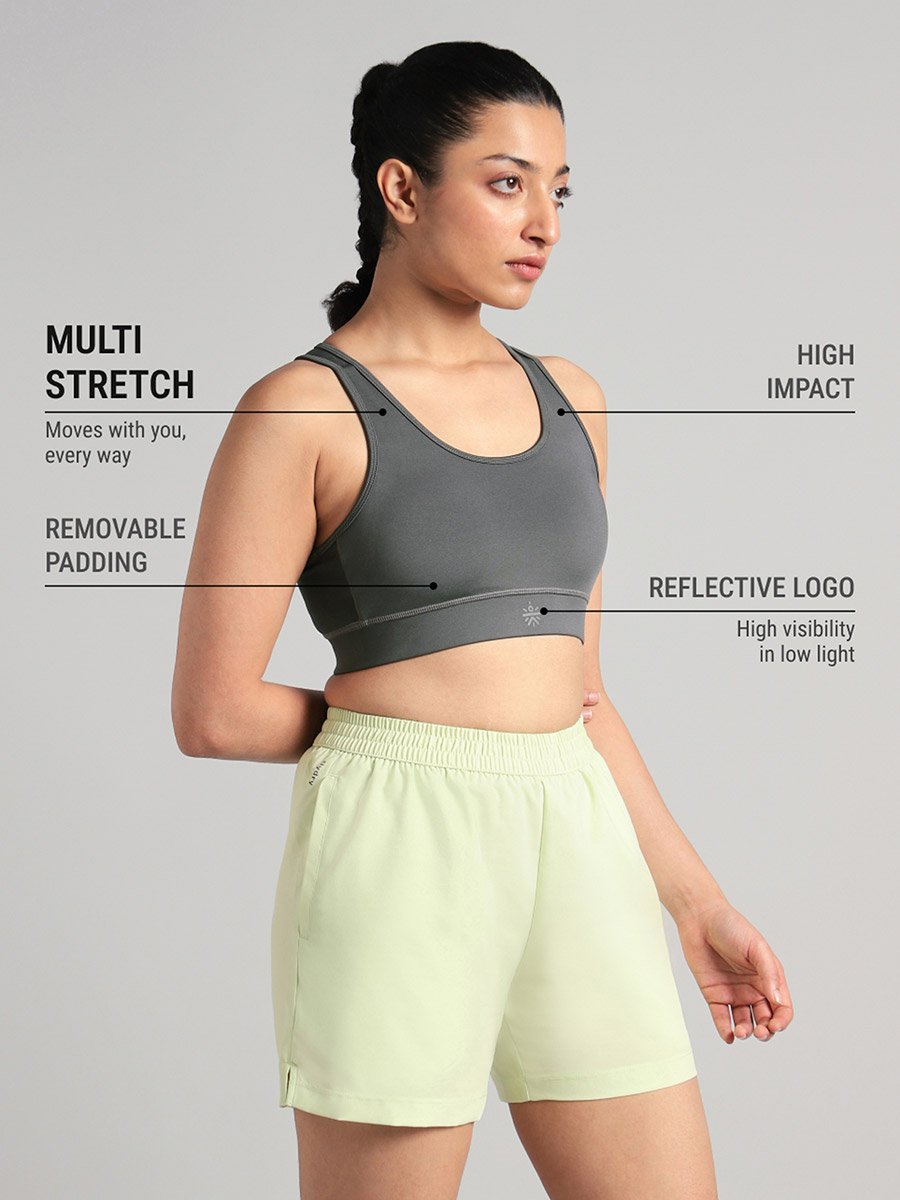 Grey Running Pro High Support Bra