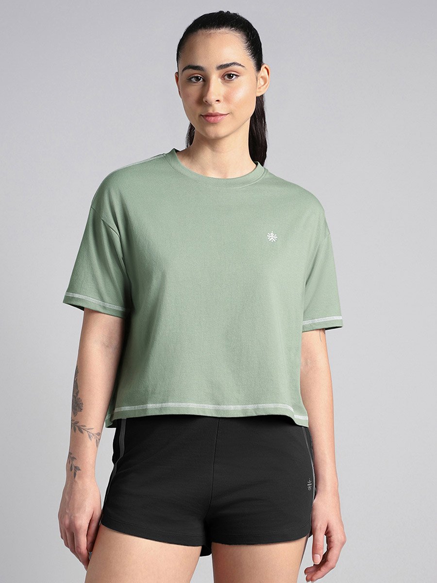 Green Unity Boxy Crop Fit Top