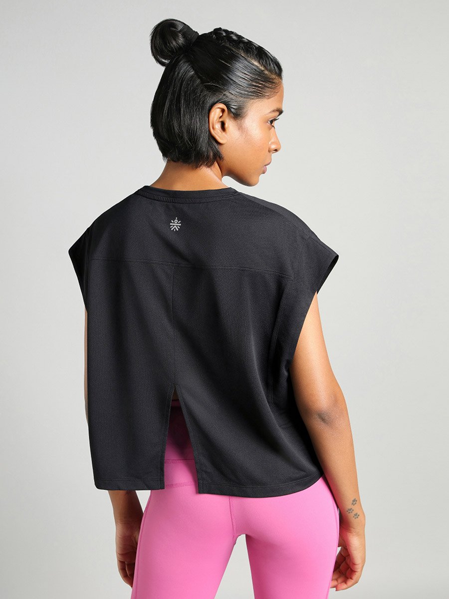Black Muscle Ease Boxy Fit T-Shirt