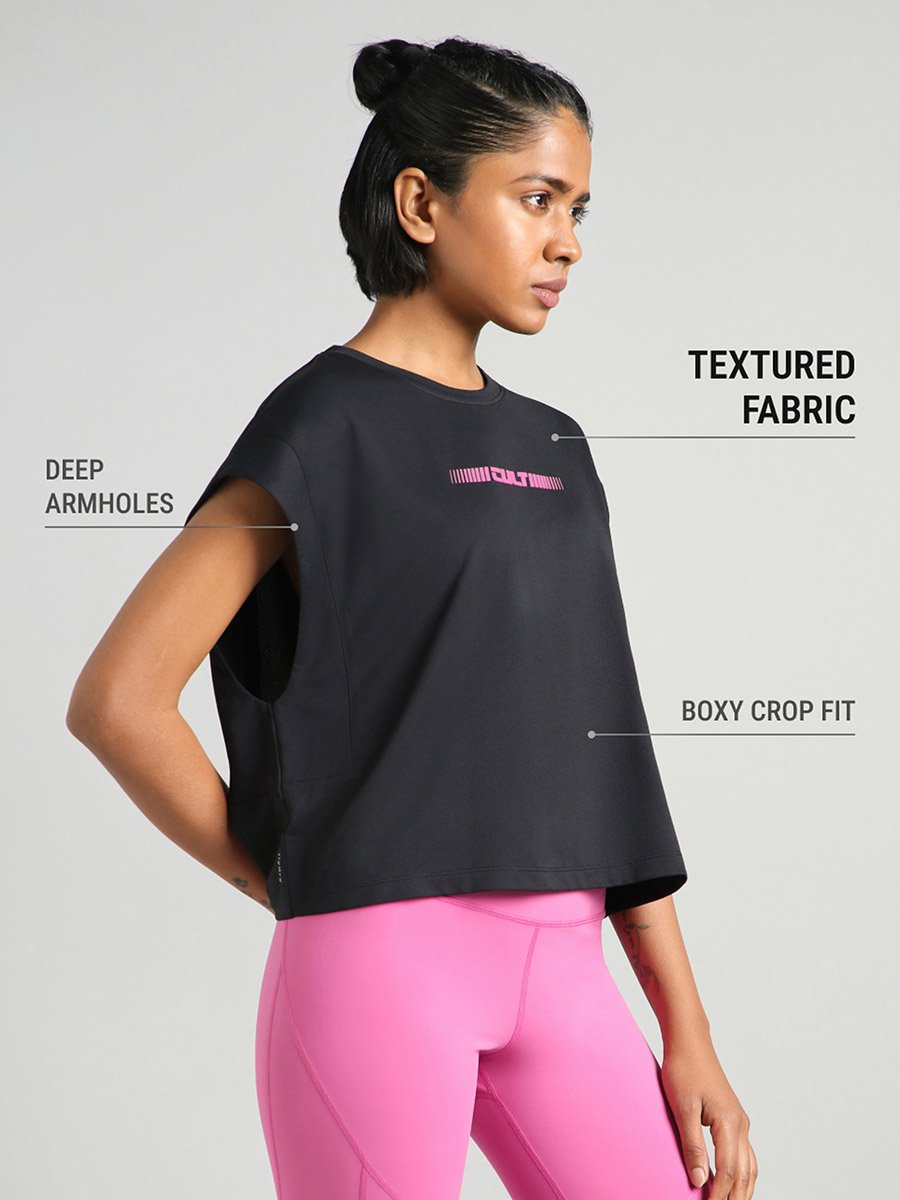 Black Muscle Ease Boxy Fit T-Shirt
