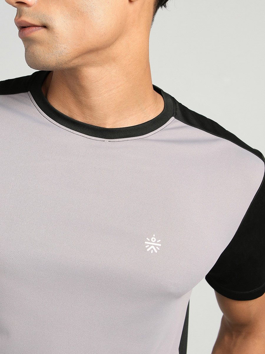 Men Grey Color Block T-Shirt