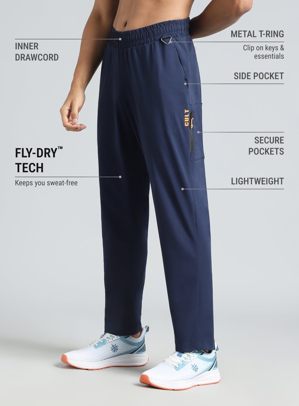 Men Navy Airport Travel Trackpants