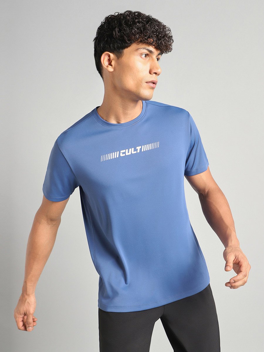 Men Blue Graphic Performance T-Shirt