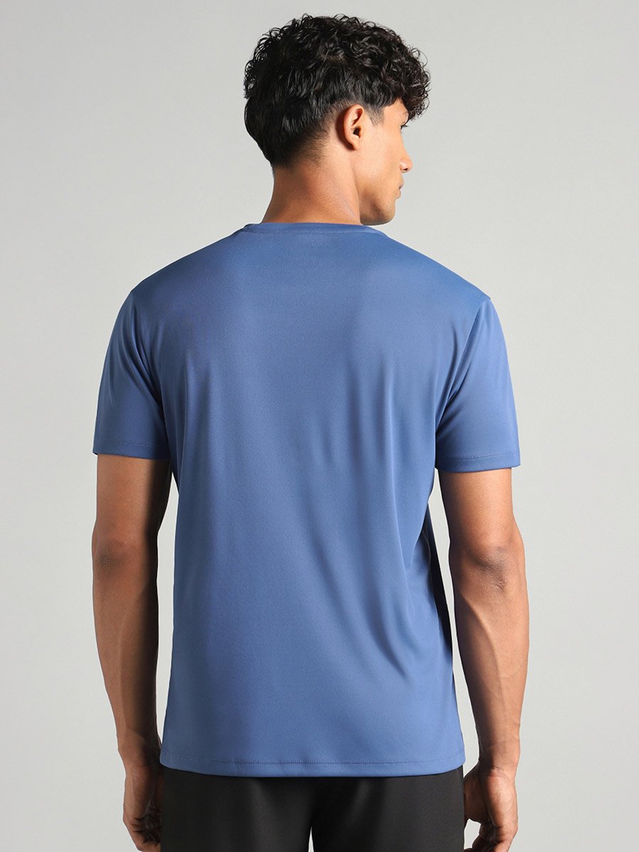 Men Blue Graphic Performance T-Shirt