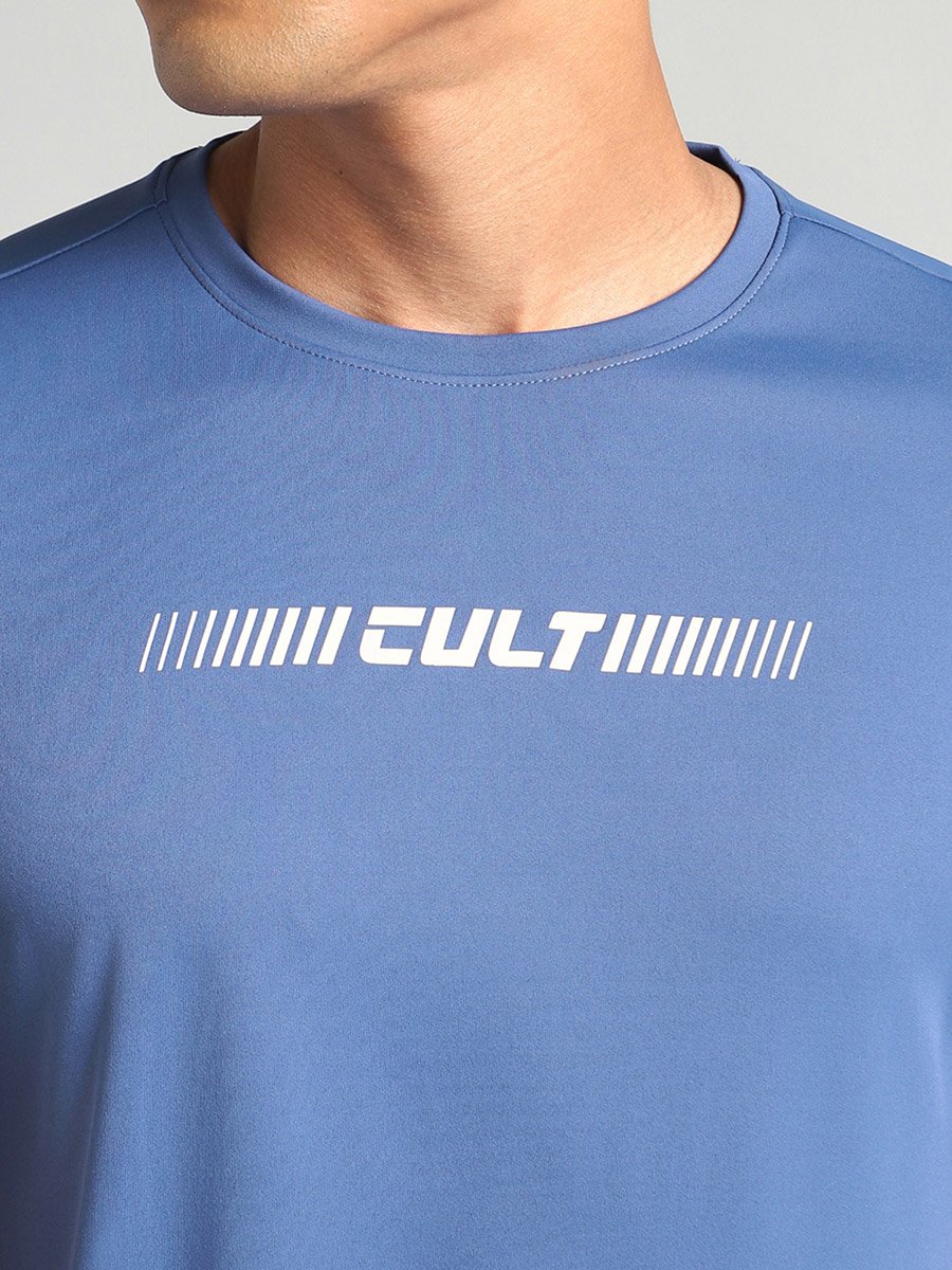 Men Blue Graphic Performance T-Shirt