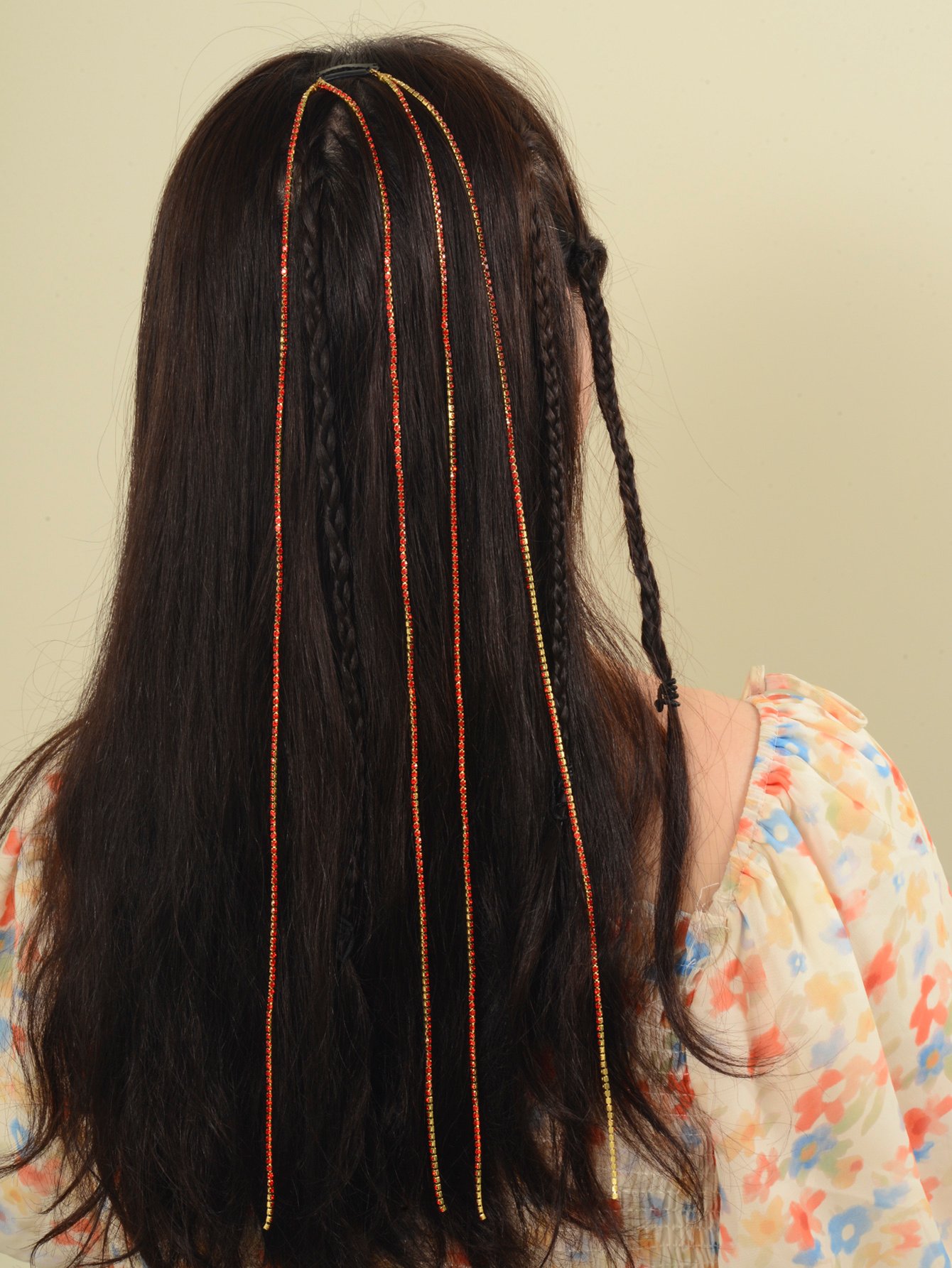Rhinestone Layered Chain Hair Clip