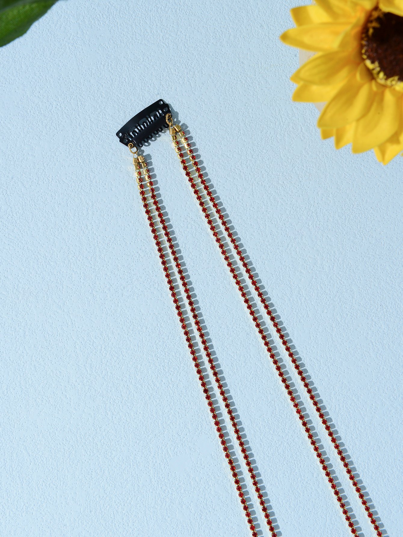 Rhinestone Layered Chain Hair Clip