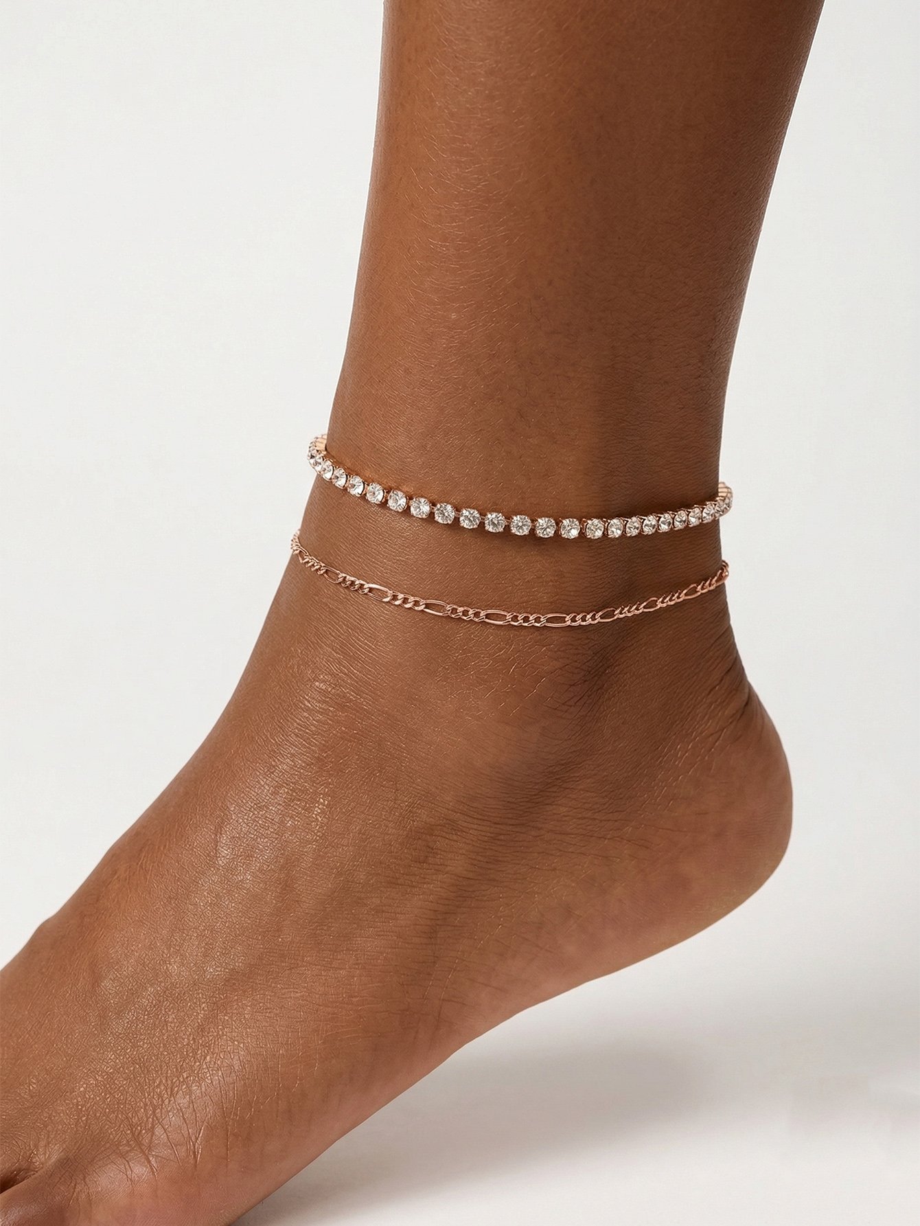 Set of 2 - Embellished Chain Anklet