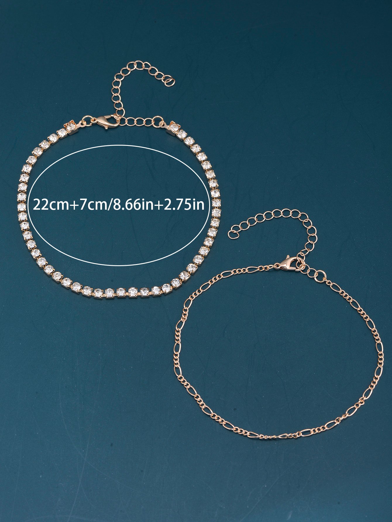 Set of 2 - Embellished Chain Anklet