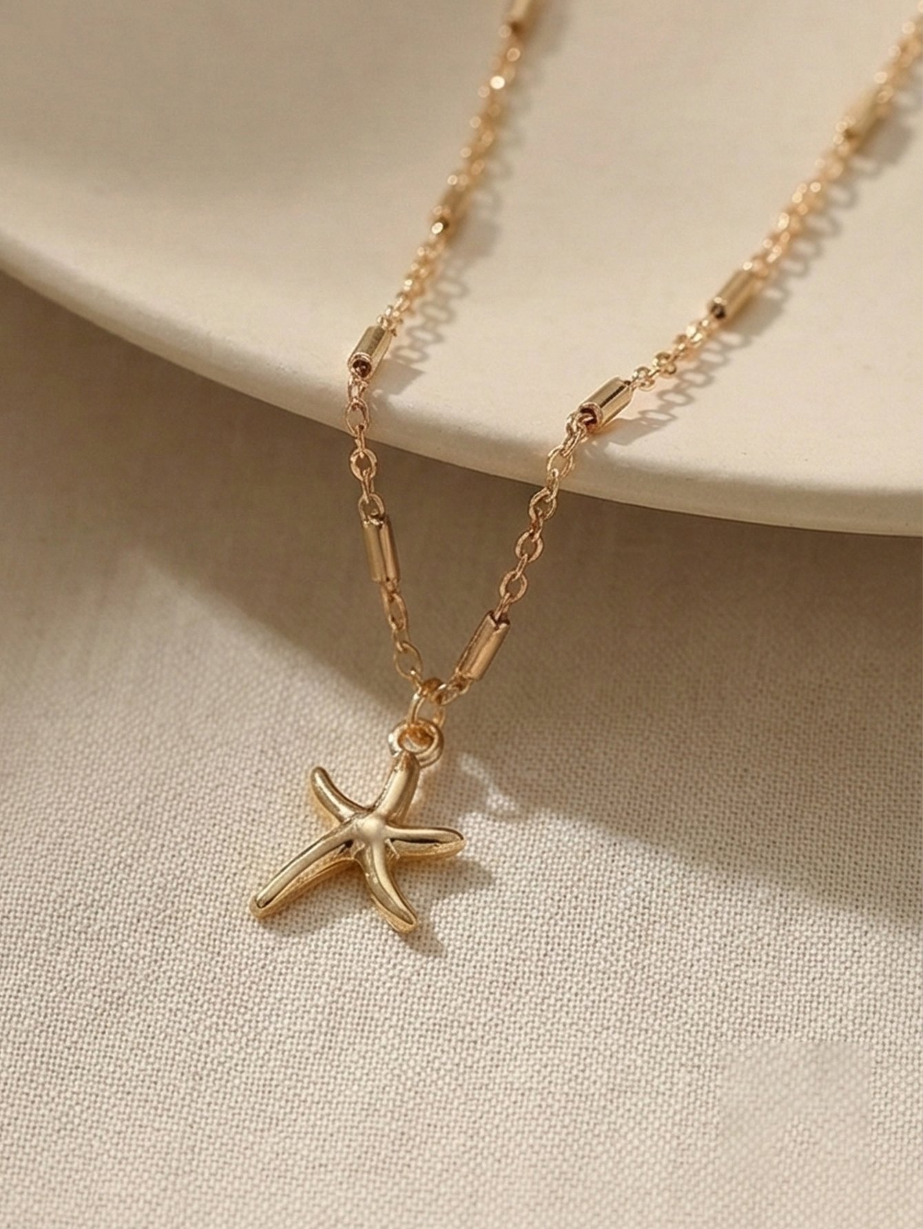 Set of 2 - Seed Bead Chain and Starfish Pendant Necklace