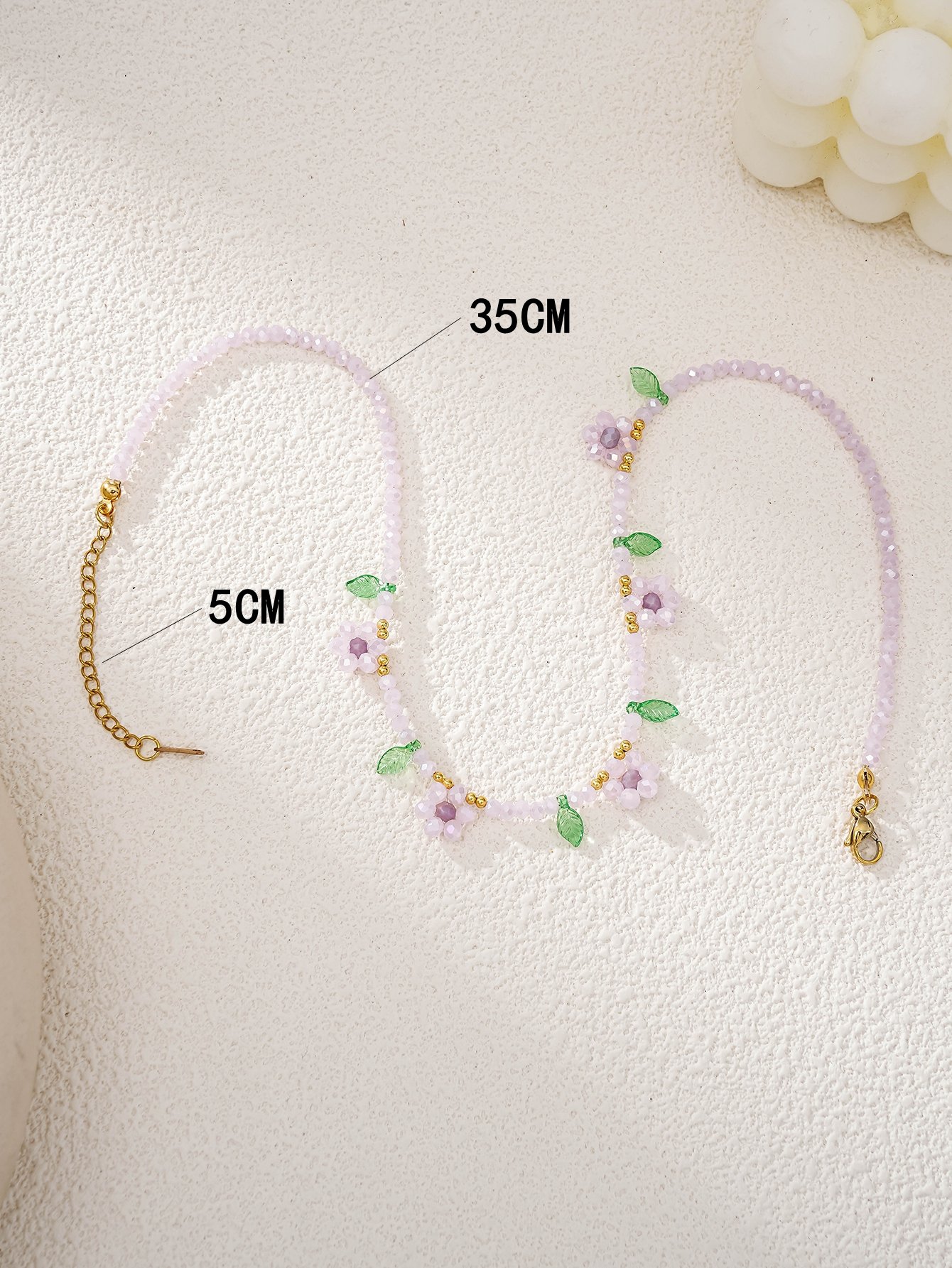 Flower and Leaf Glass Beaded Necklace