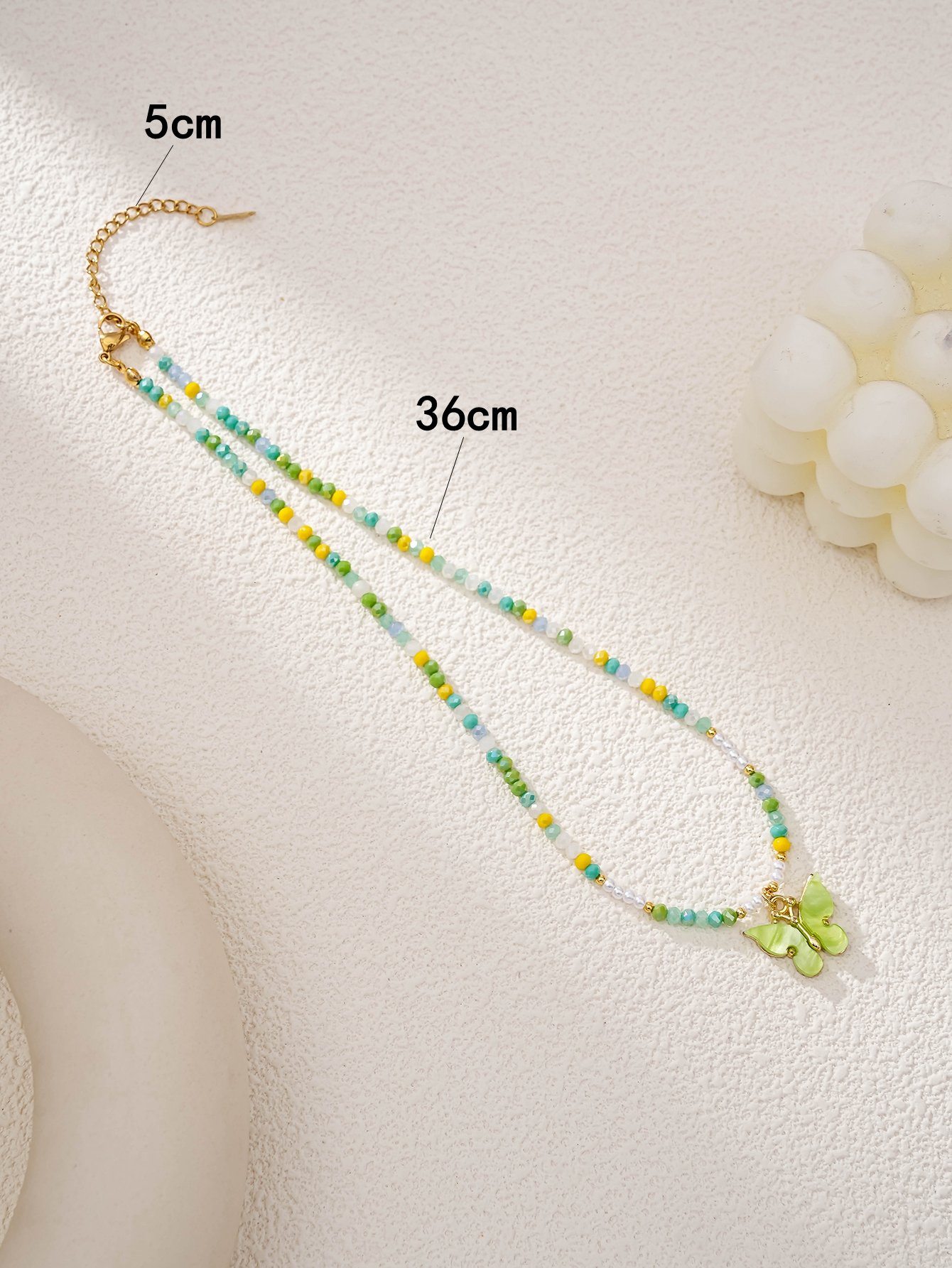 Butterfly Pendant Glass Beaded Necklace