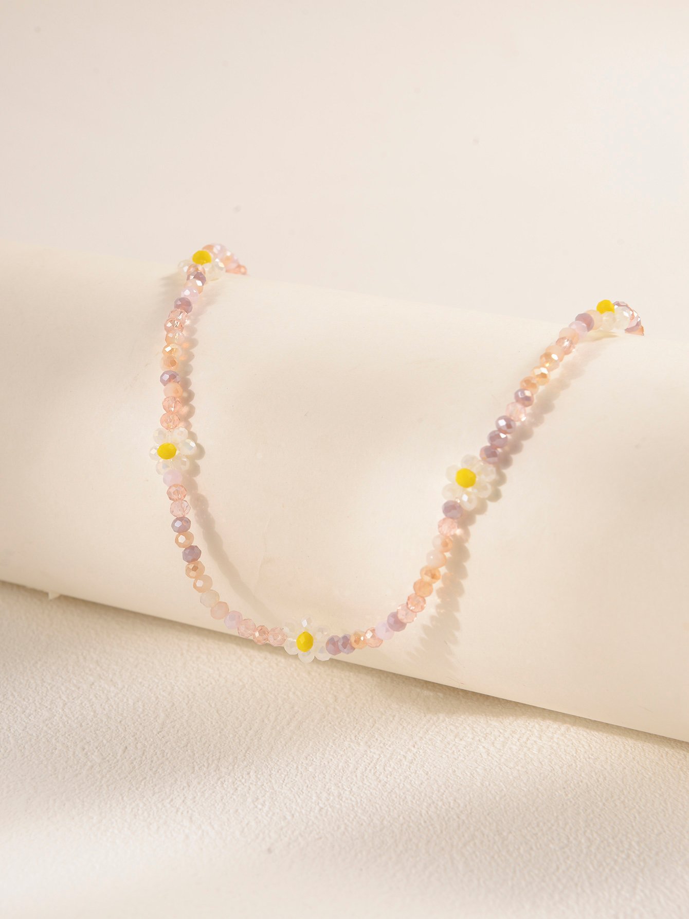 Flower Glass Beaded Necklace