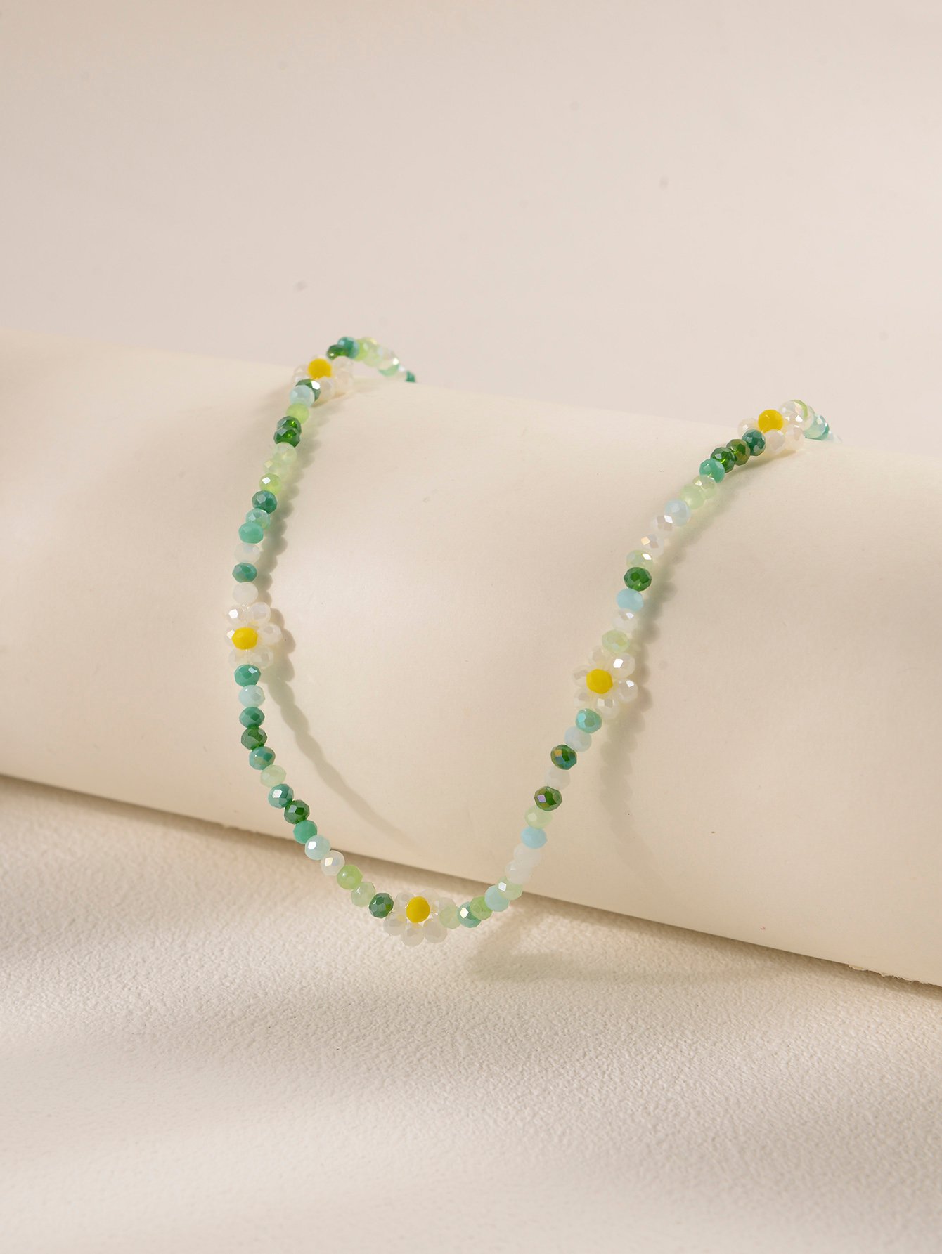 Flower Glass Beaded Necklace