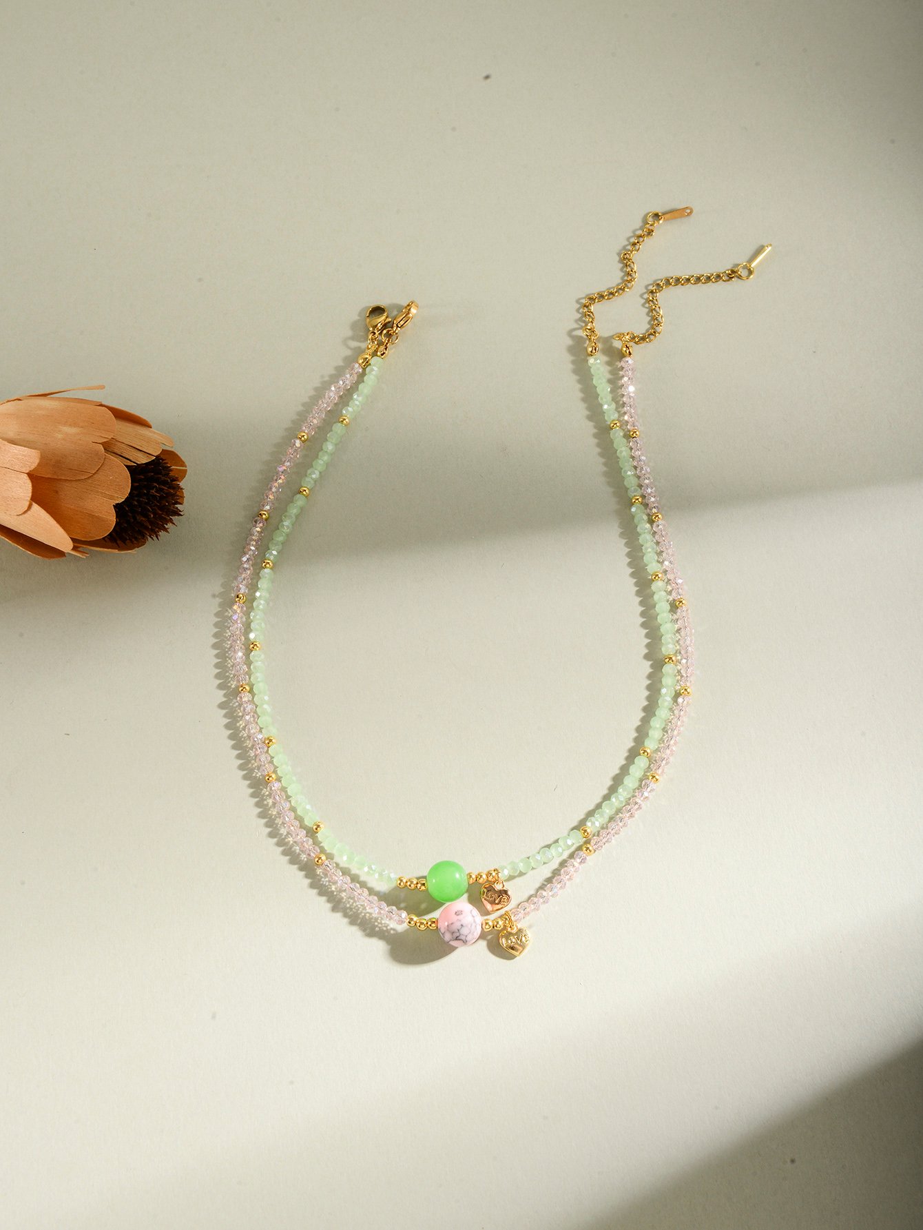 Set of 2 - Glass Beaded Necklace