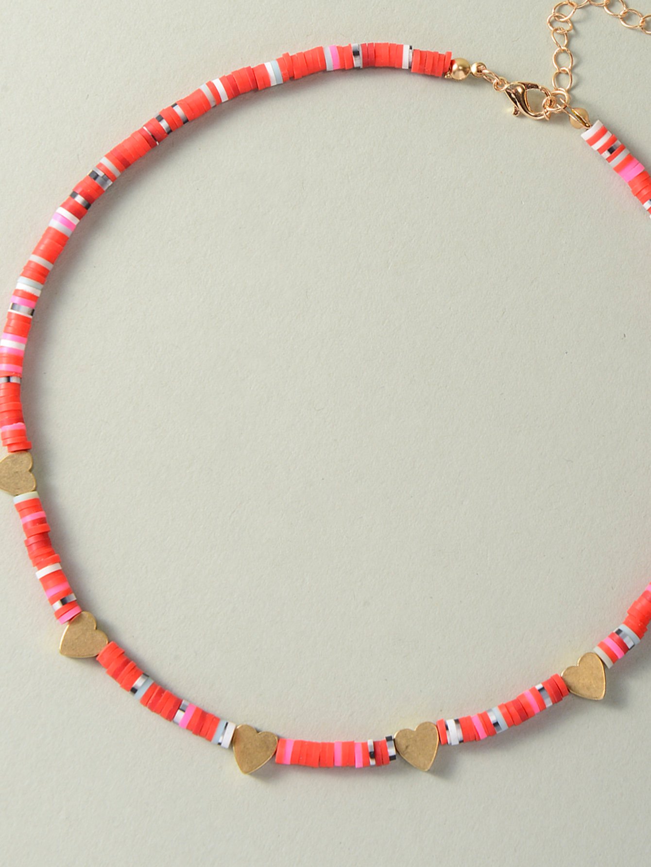Heart-Shaped Polymer Clay Beaded Necklace