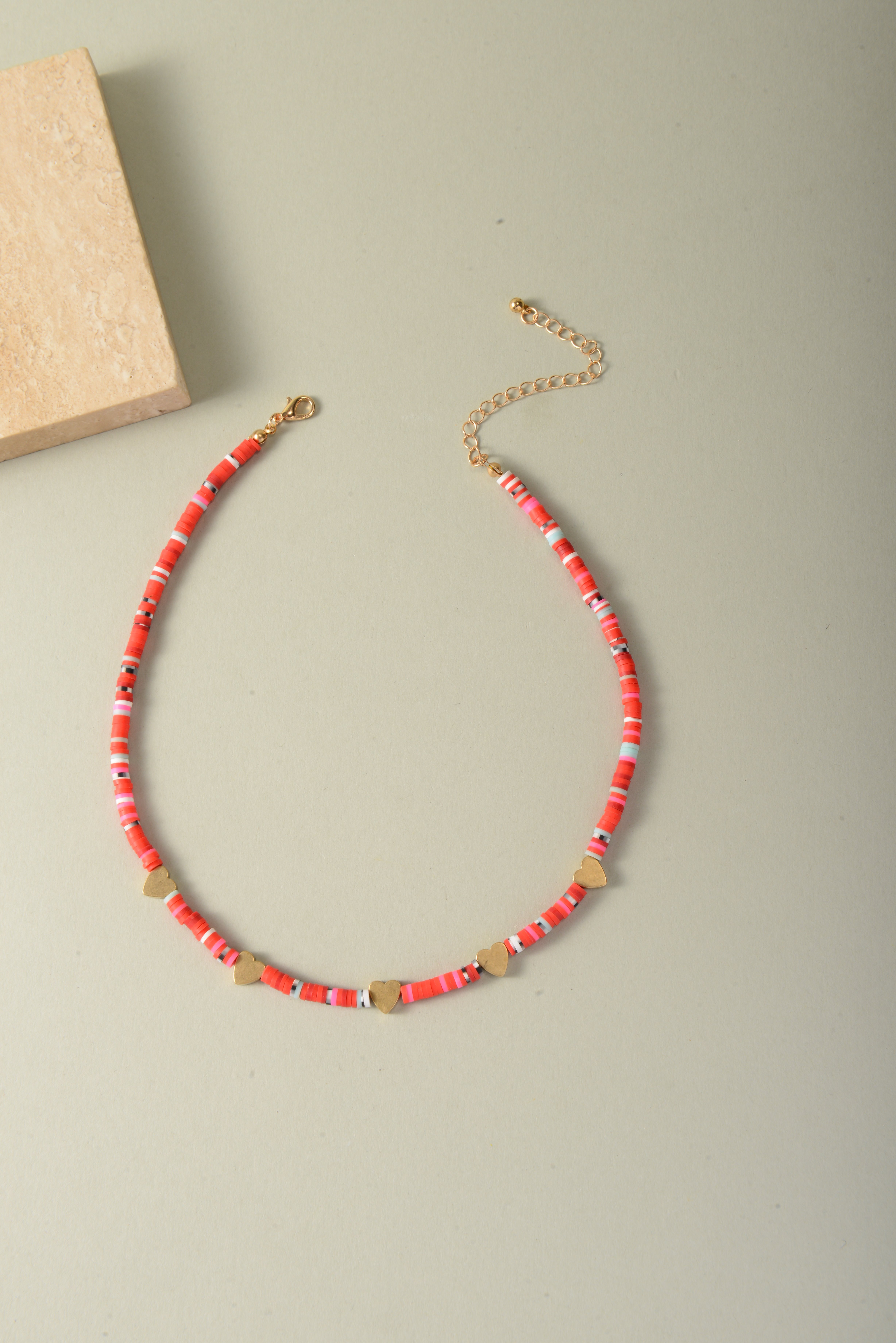 Heart-Shaped Polymer Clay Beaded Necklace