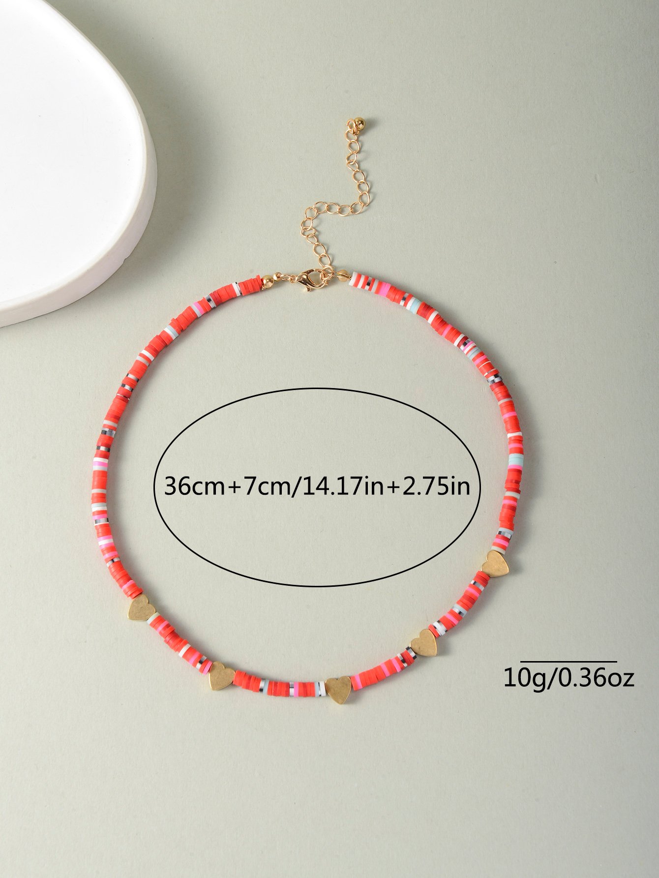 Heart-Shaped Polymer Clay Beaded Necklace