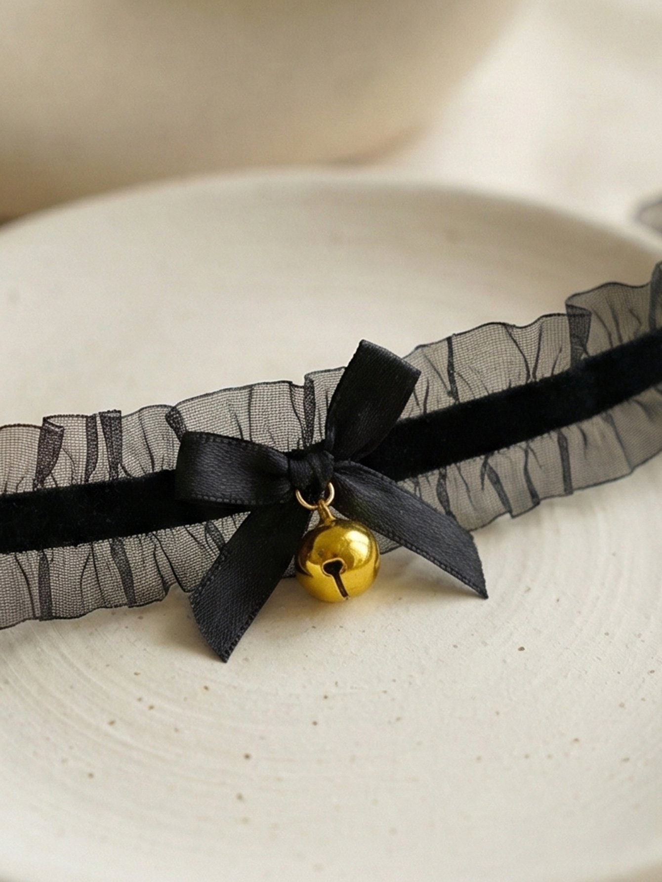 Lace Bow Bell Choker Necklace