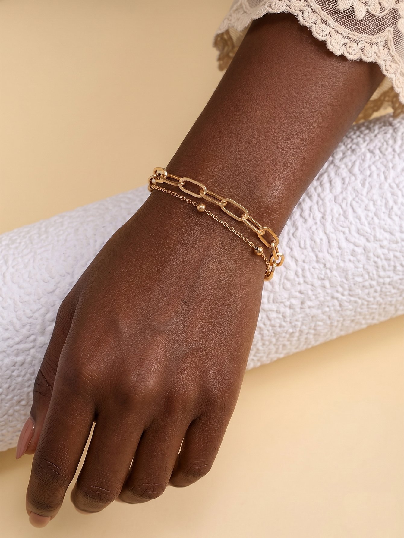 Gold Tone Layered Link Bracelet