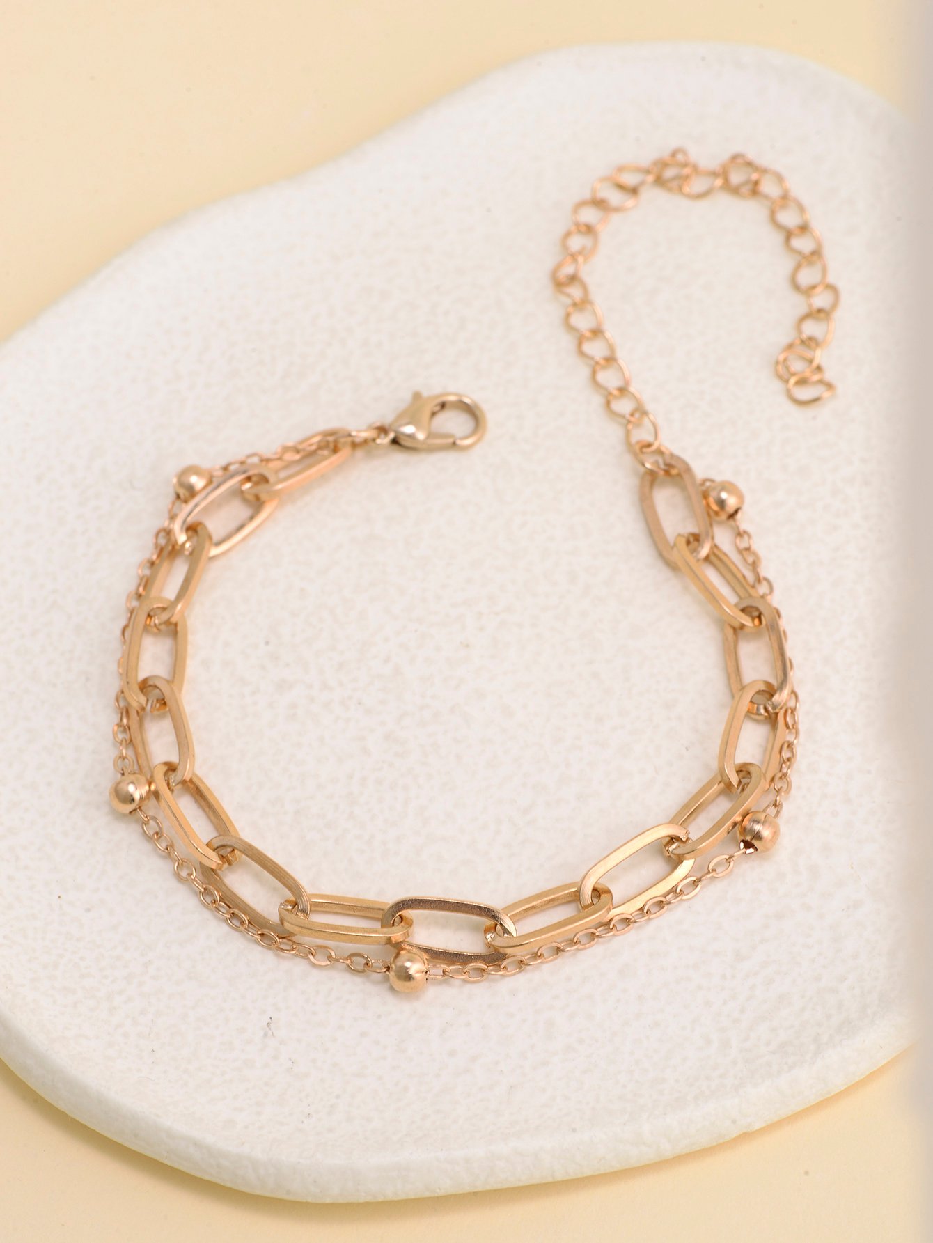 Gold Tone Layered Link Bracelet