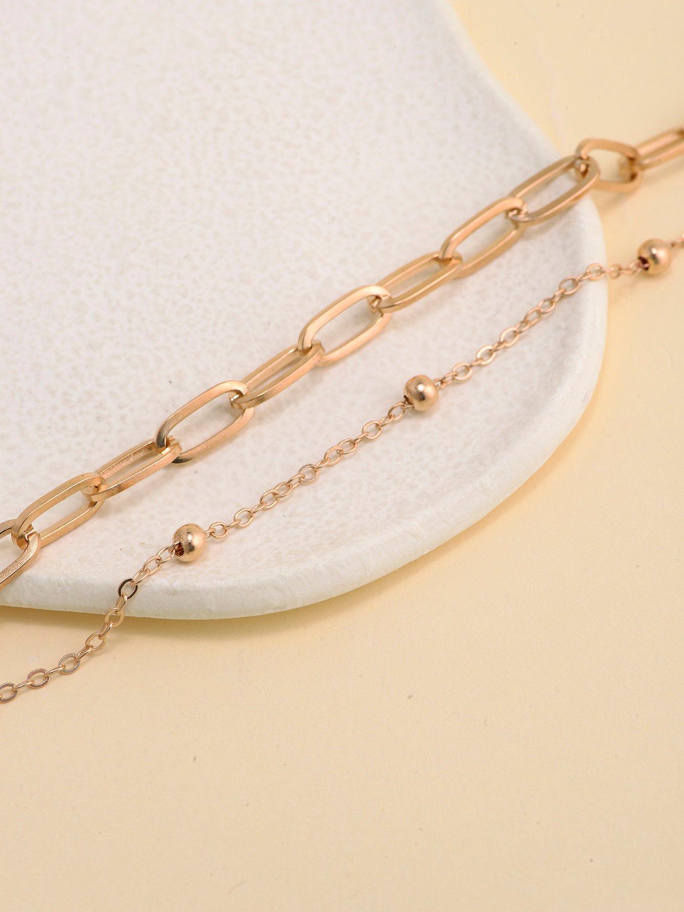 Gold Tone Layered Link Bracelet