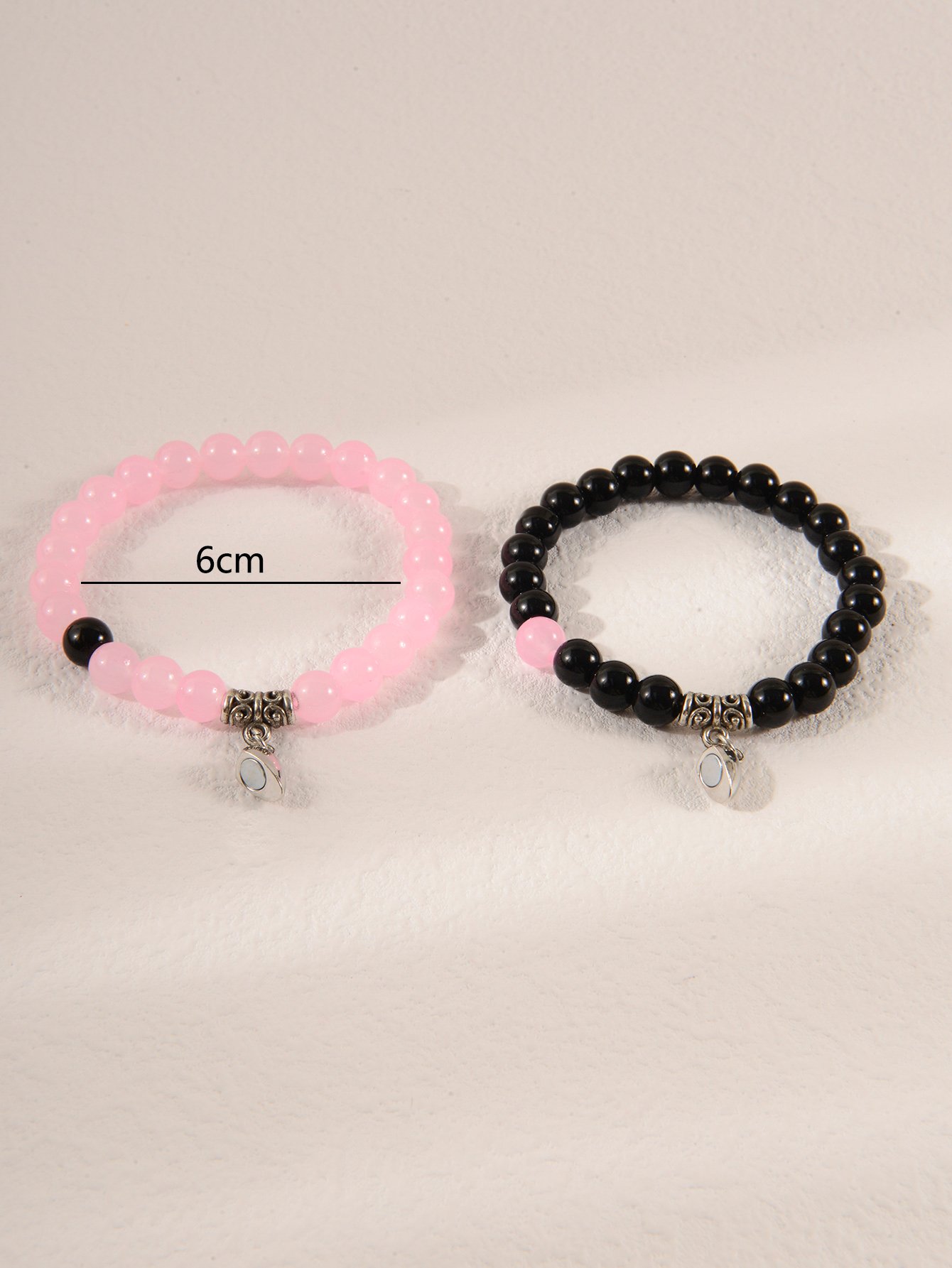 Pack of 2 - Multi-Color Beaded Magnetic Heart Couple Bracelets