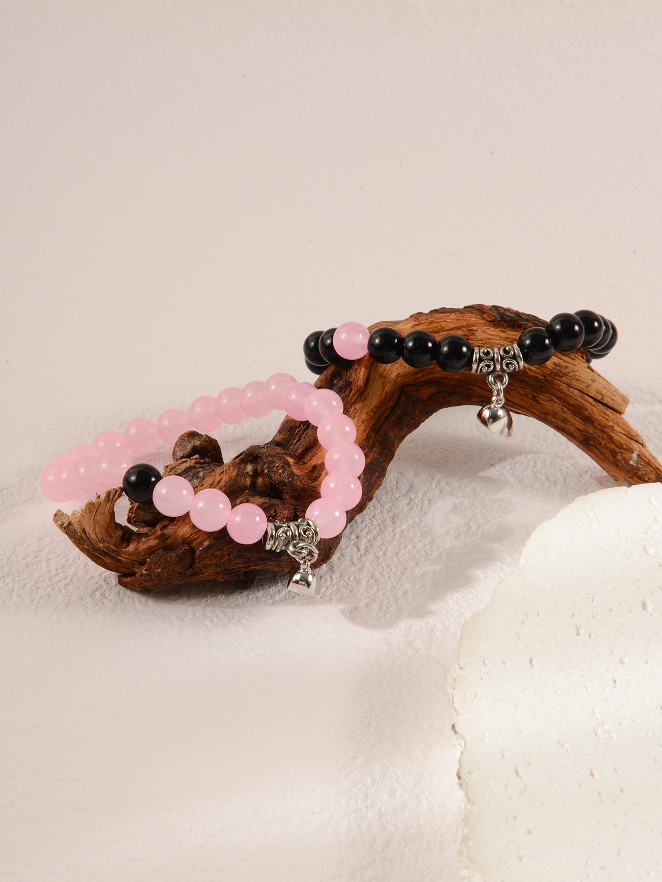 Pack of 2 - Multi-Color Beaded Magnetic Heart Couple Bracelets