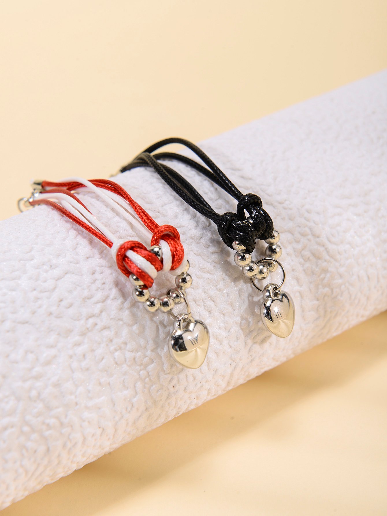 Pack of 2 - Multi-Color Heart Charm Couple's Bracelets