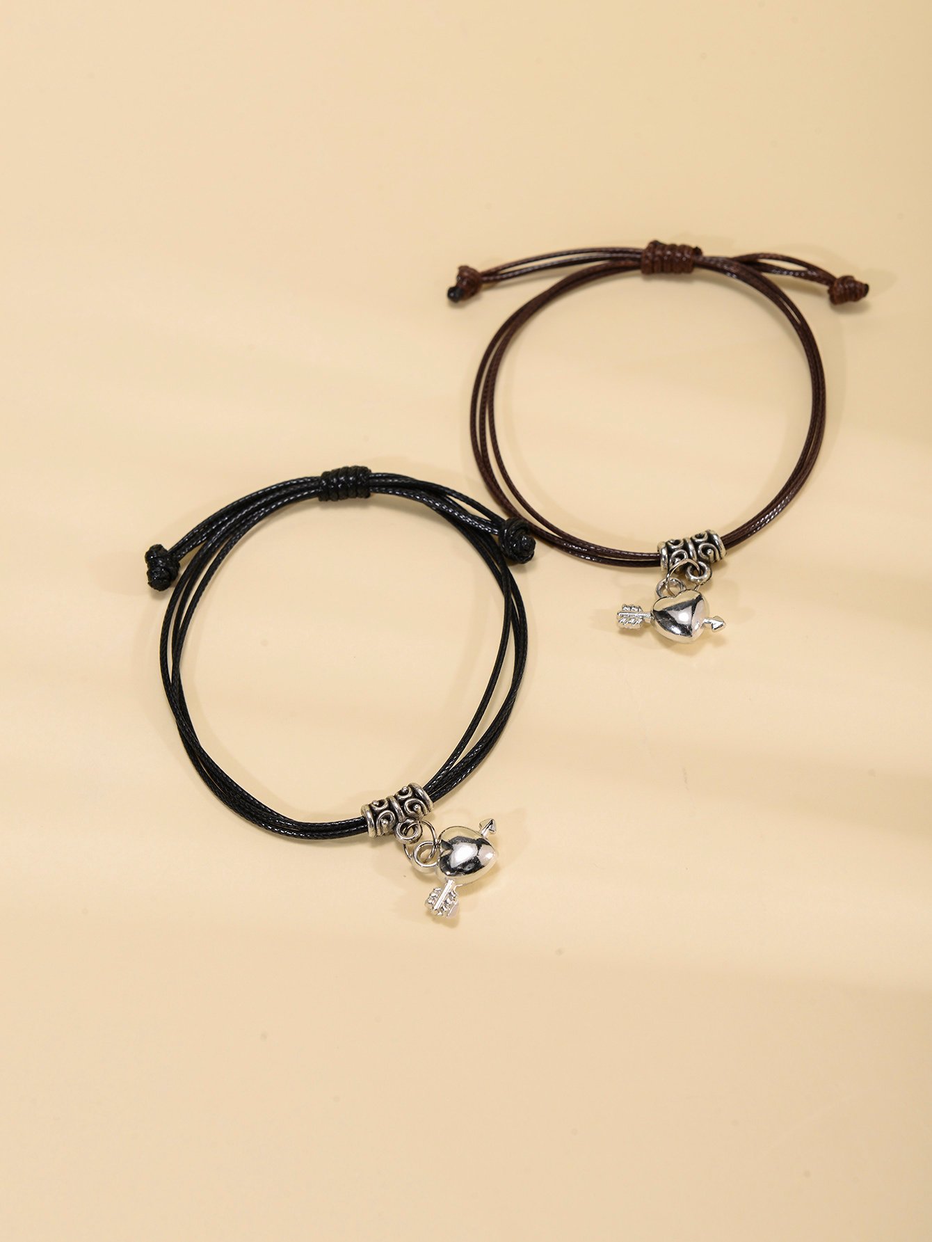 Pack of 2 - Multi-Color Heart and Arrow Charms Bracelets