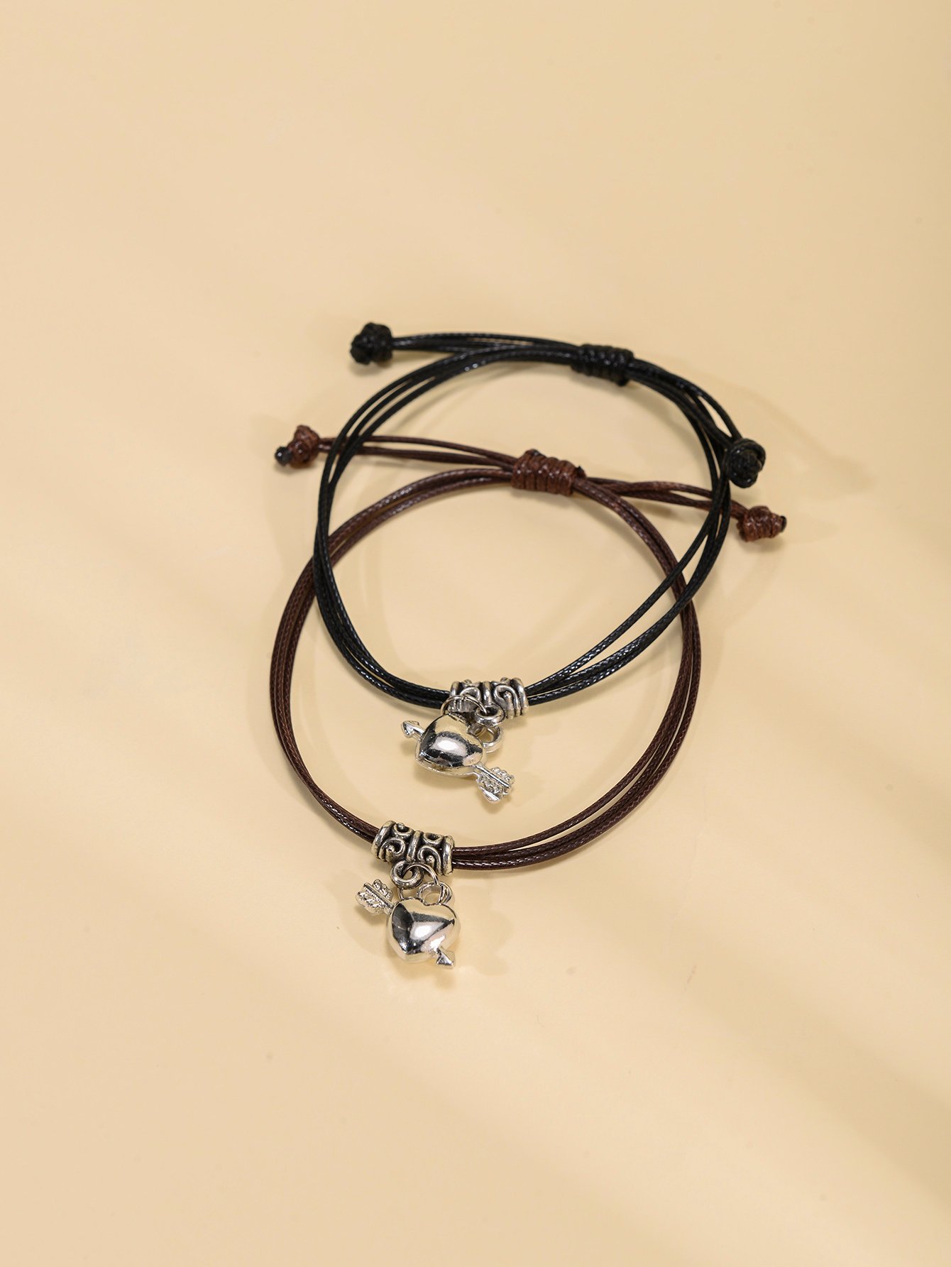 Pack of 2 - Multi-Color Heart and Arrow Charms Bracelets