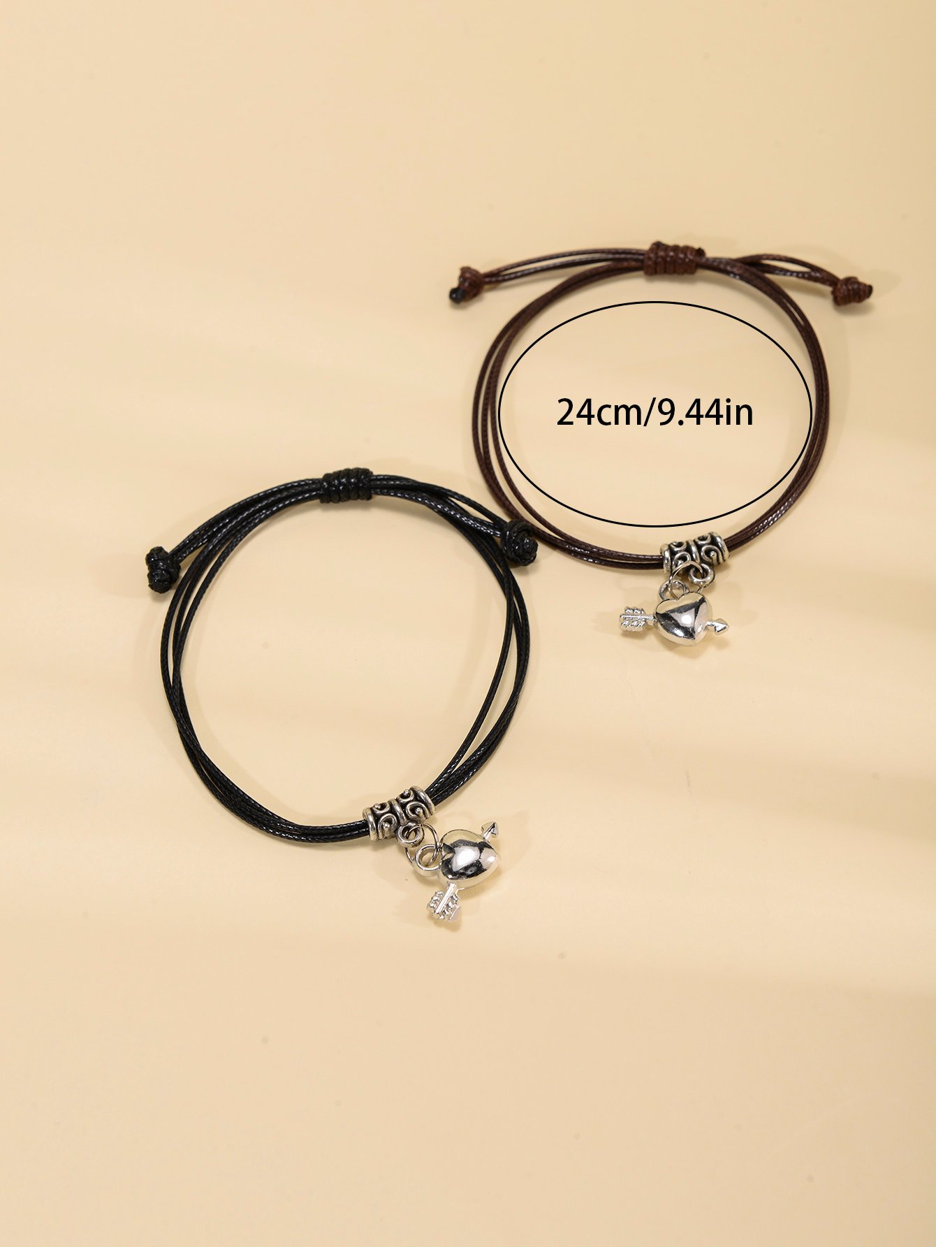 Pack of 2 - Multi-Color Heart and Arrow Charms Bracelets