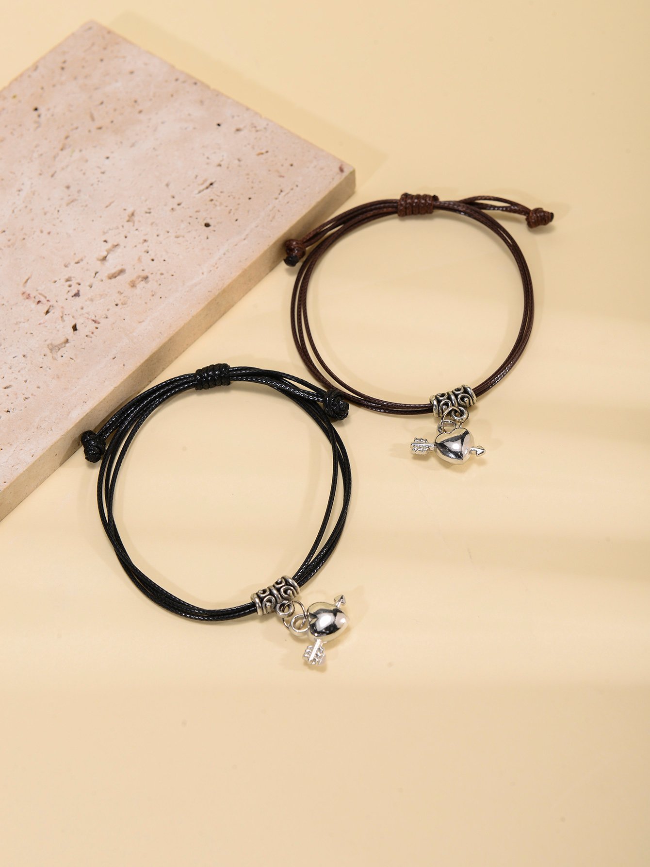 Pack of 2 - Multi-Color Heart and Arrow Charms Bracelets