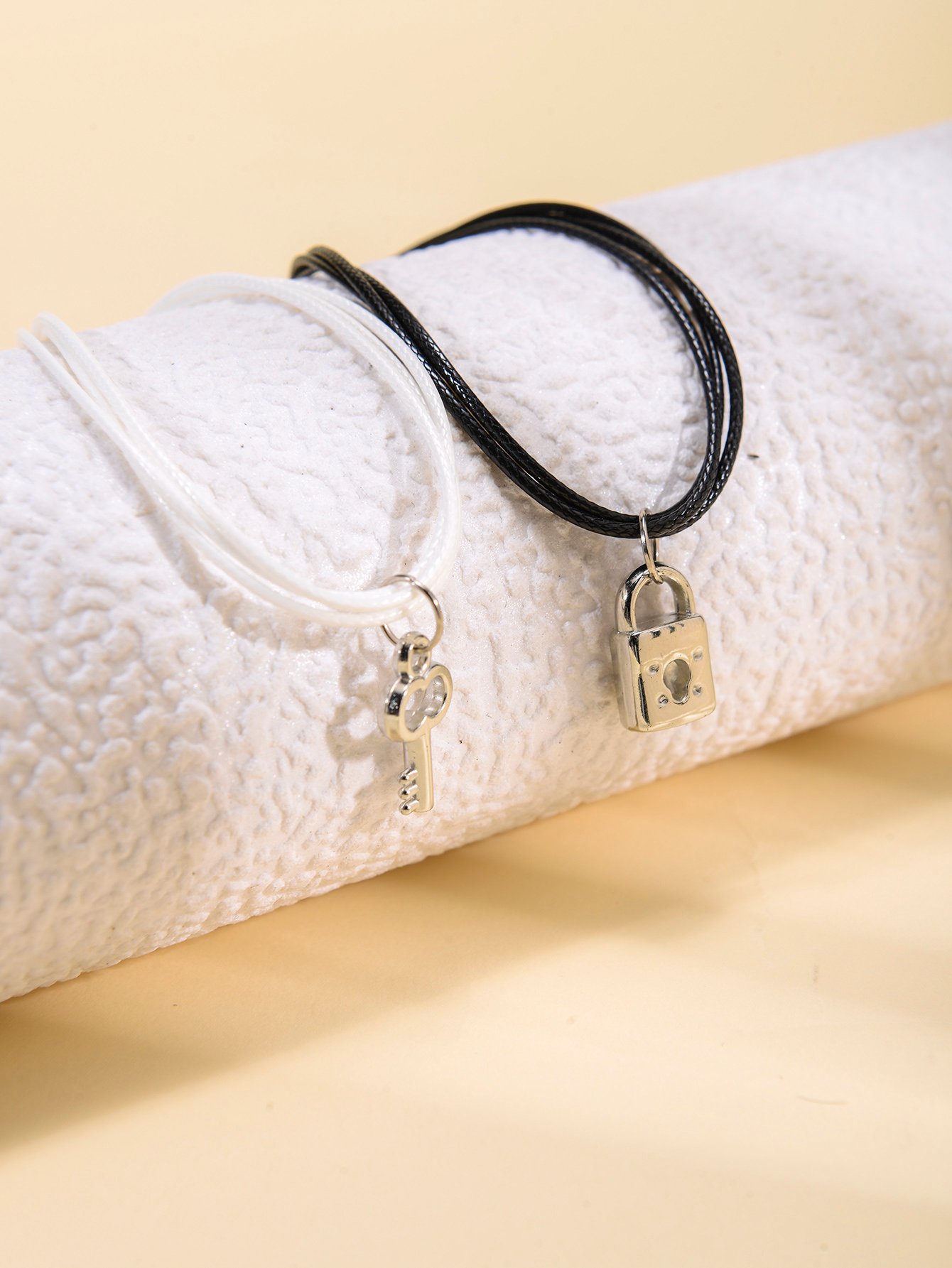 Pack of 2 - Black and White key and Lock Charms Bracelets