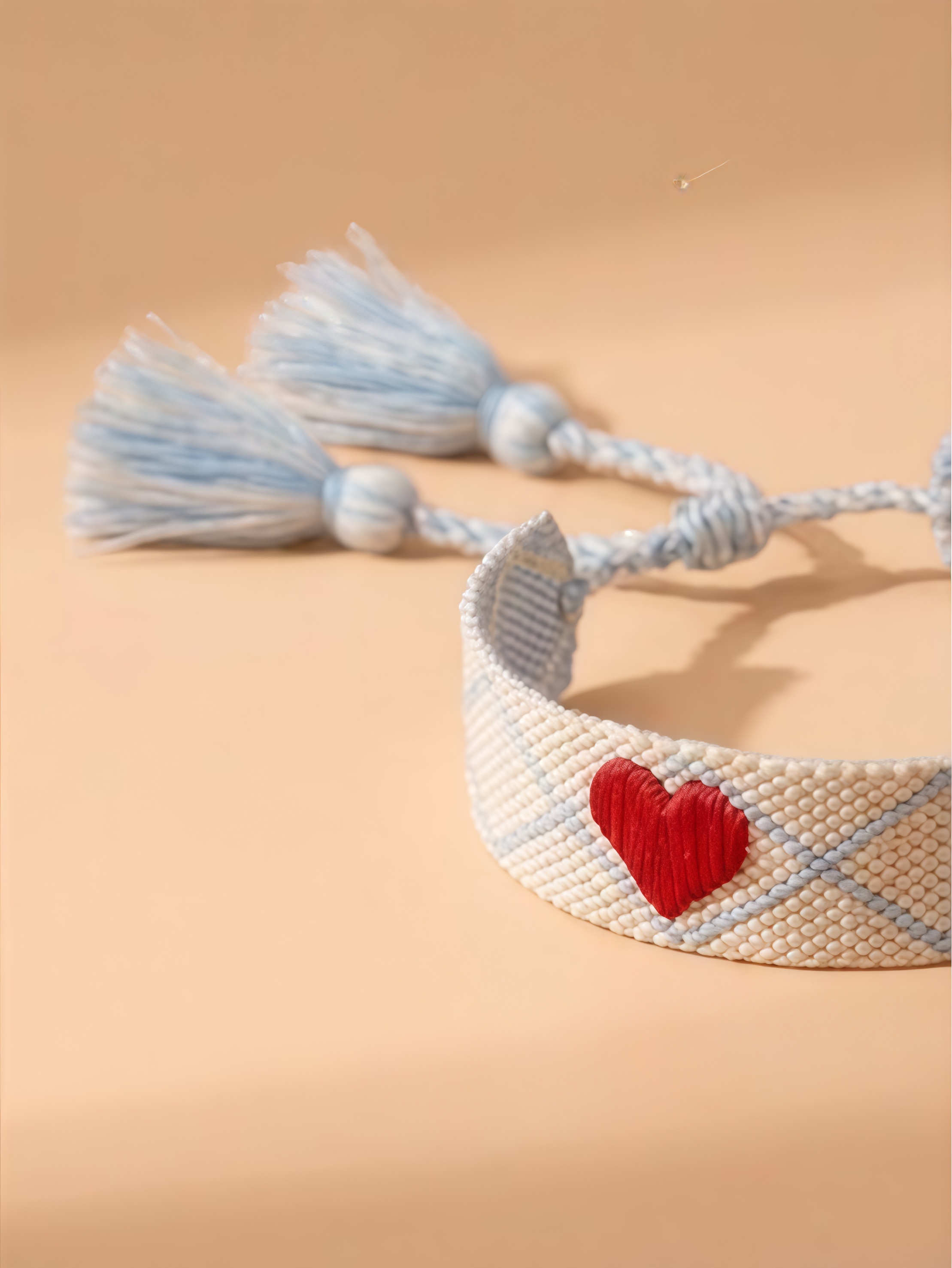 Multi-Color Heart Embroidered Woven Bracelet