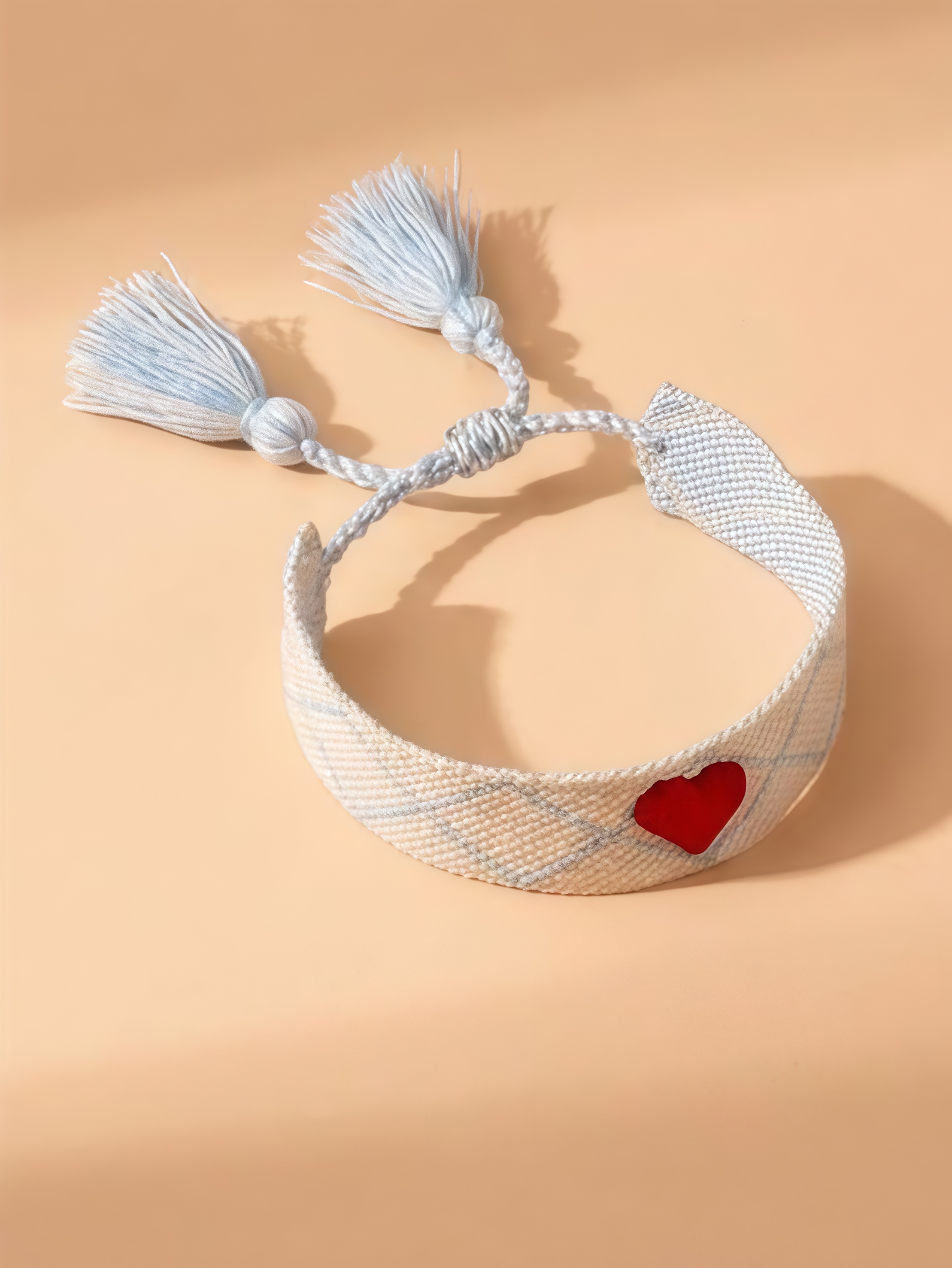 Multi-Color Heart Embroidered Woven Bracelet