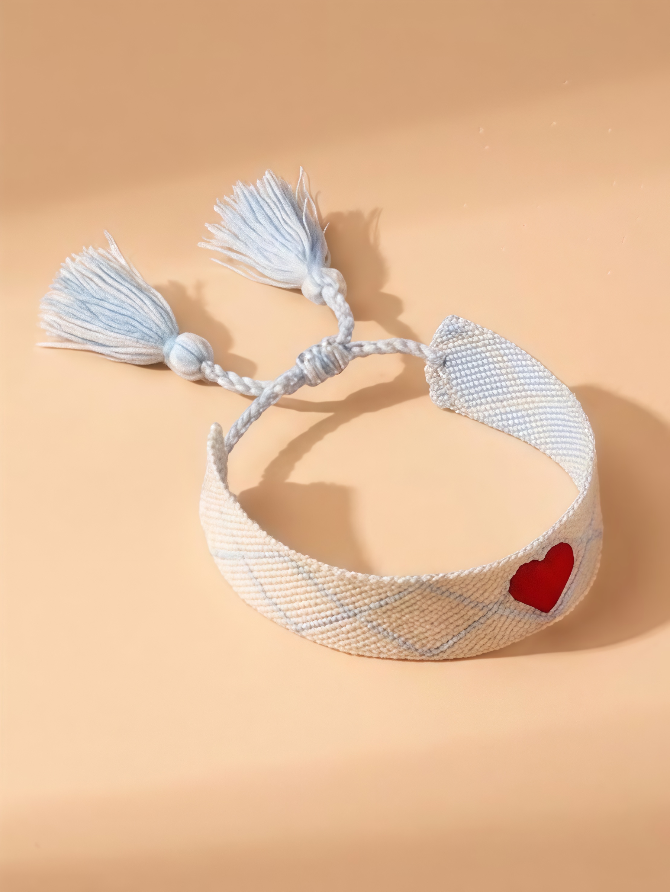 Multi-Color Heart Embroidered Woven Bracelet