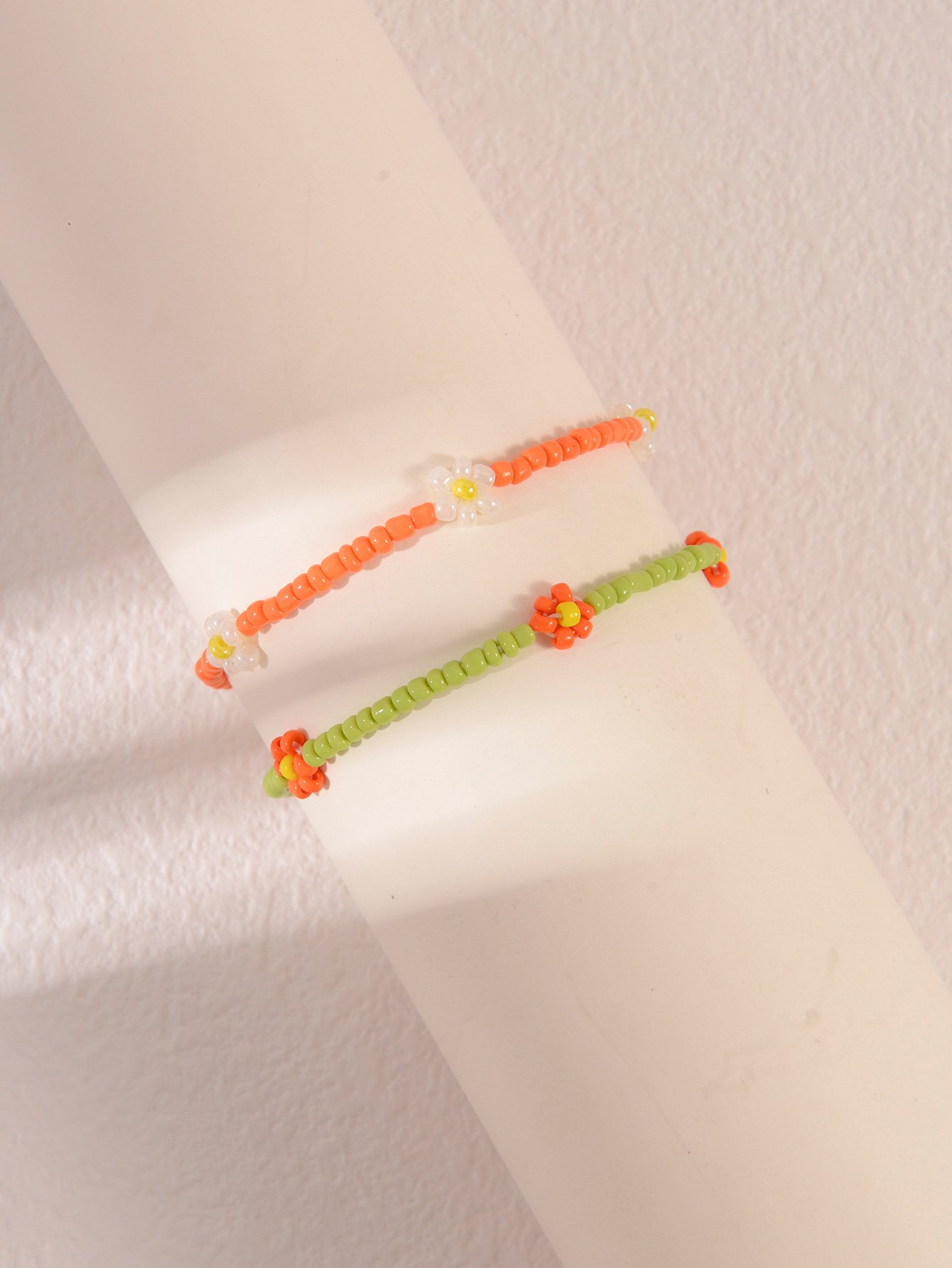 Pack of 2 - Multi-Color Flower Charm Beaded bracelet
