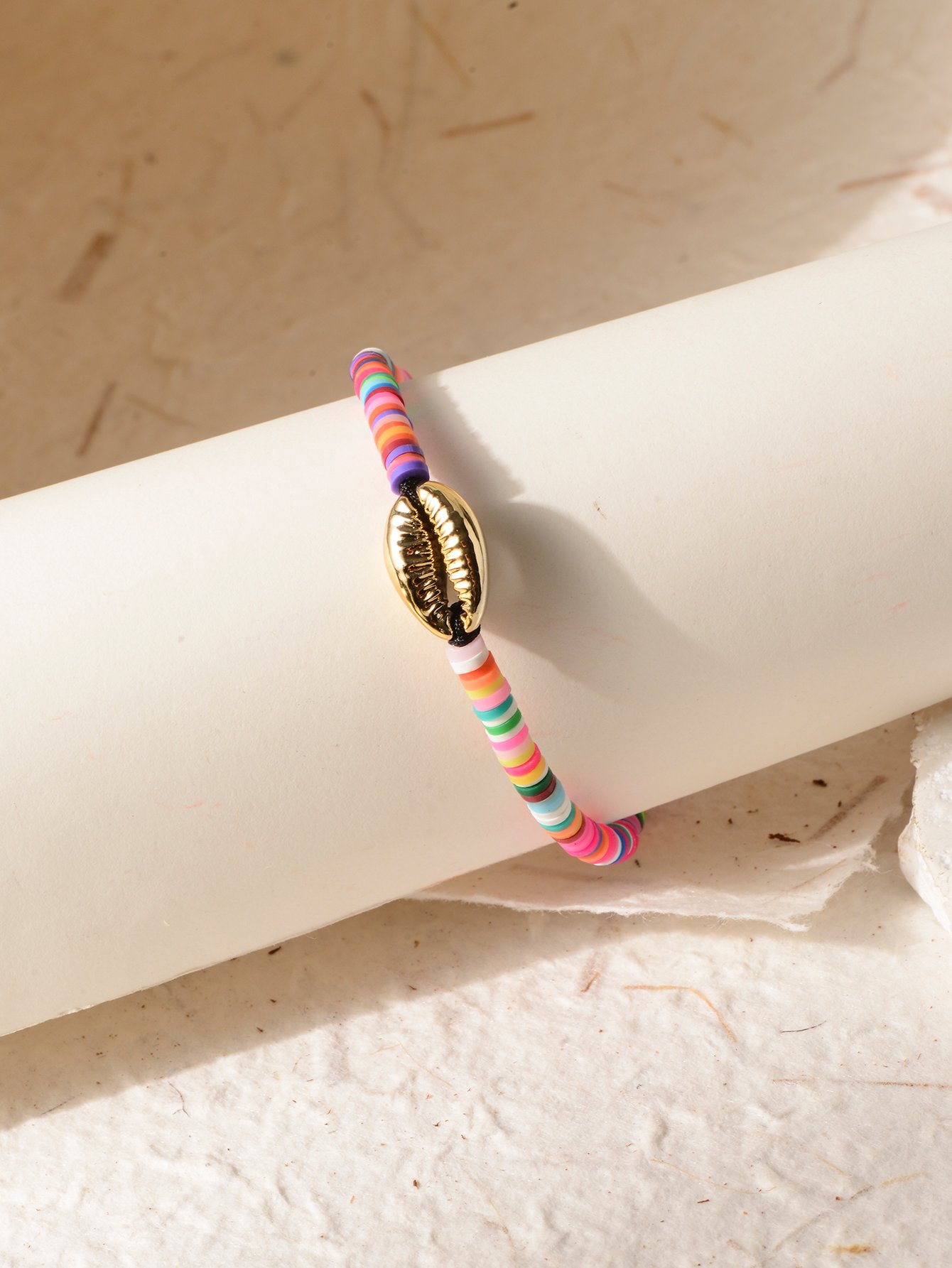 Multi-Color Seashell Charm Beaded Bracelet