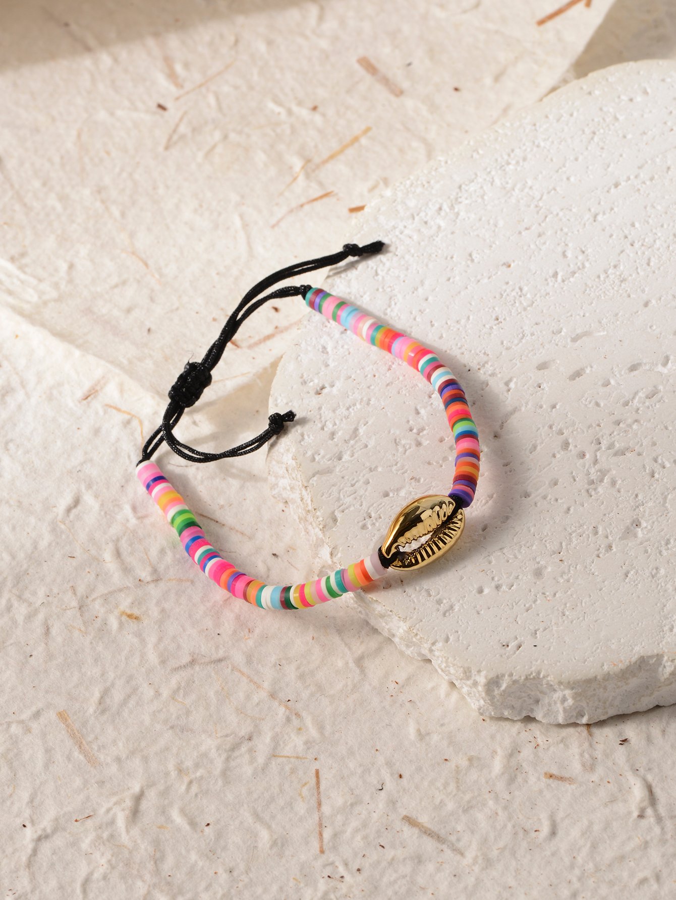 Multi-Color Seashell Charm Beaded Bracelet