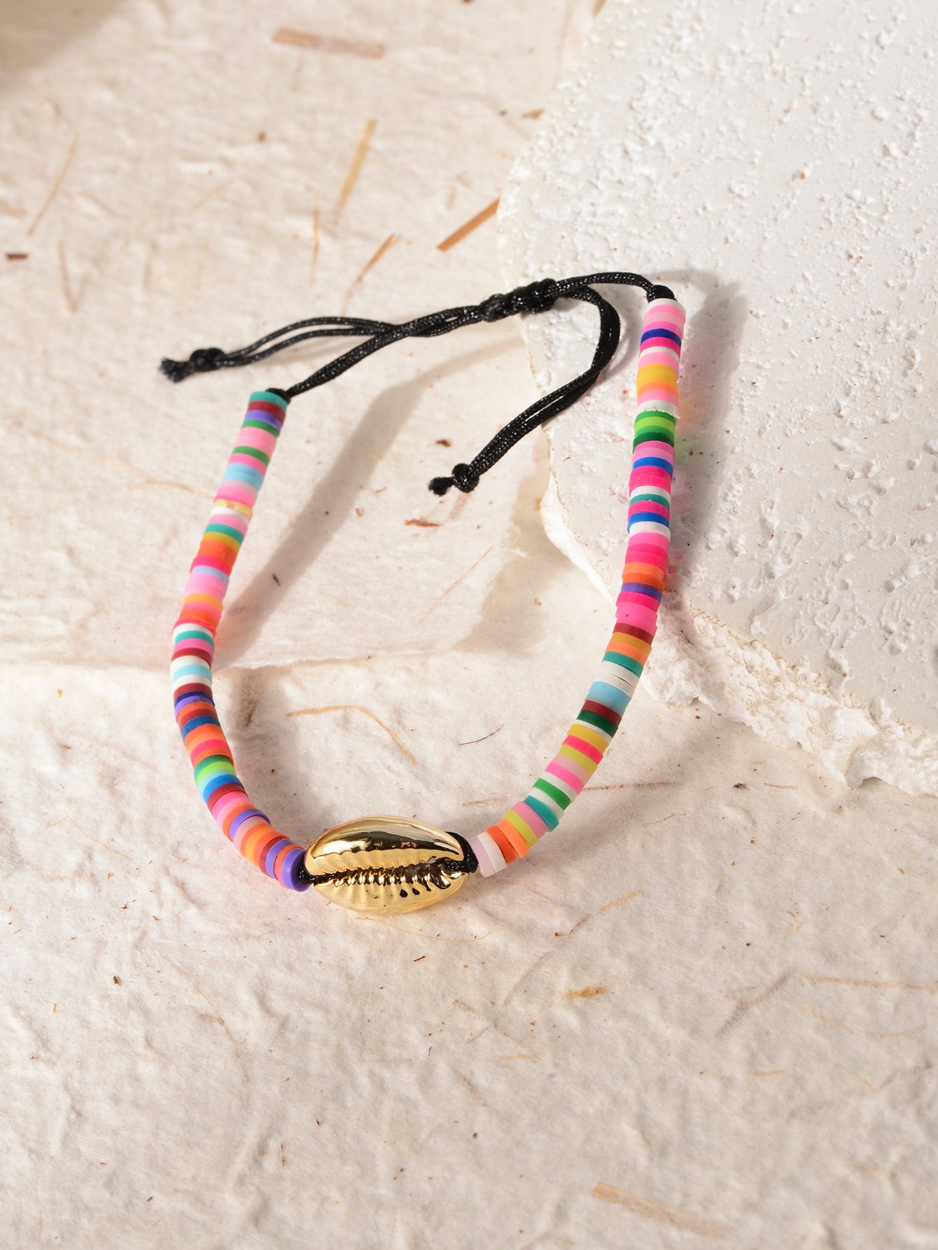 Multi-Color Seashell Charm Beaded Bracelet