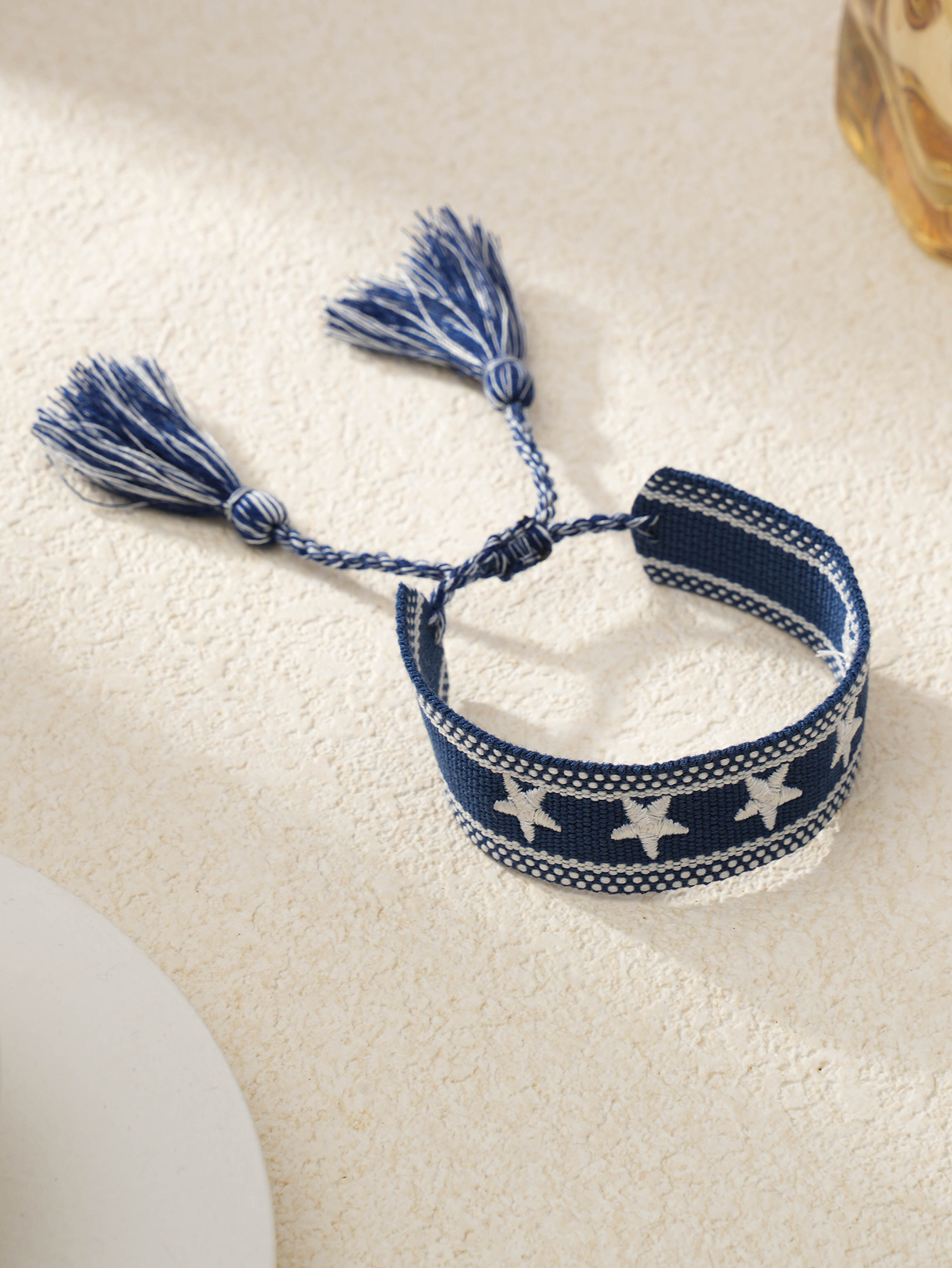 Multi-Color Star Embellished Woven Bracelet