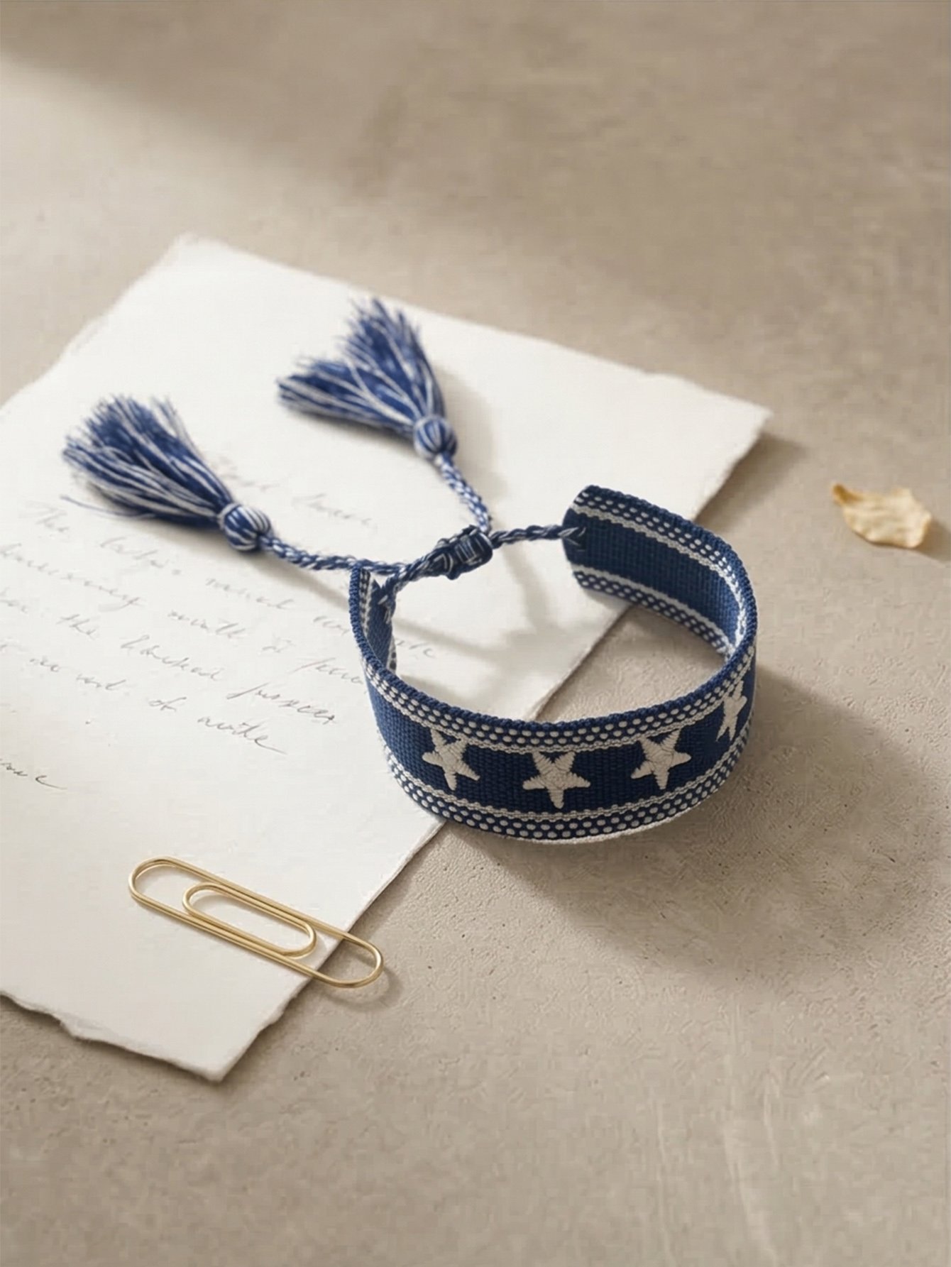 Multi-Color Star Embellished Woven Bracelet